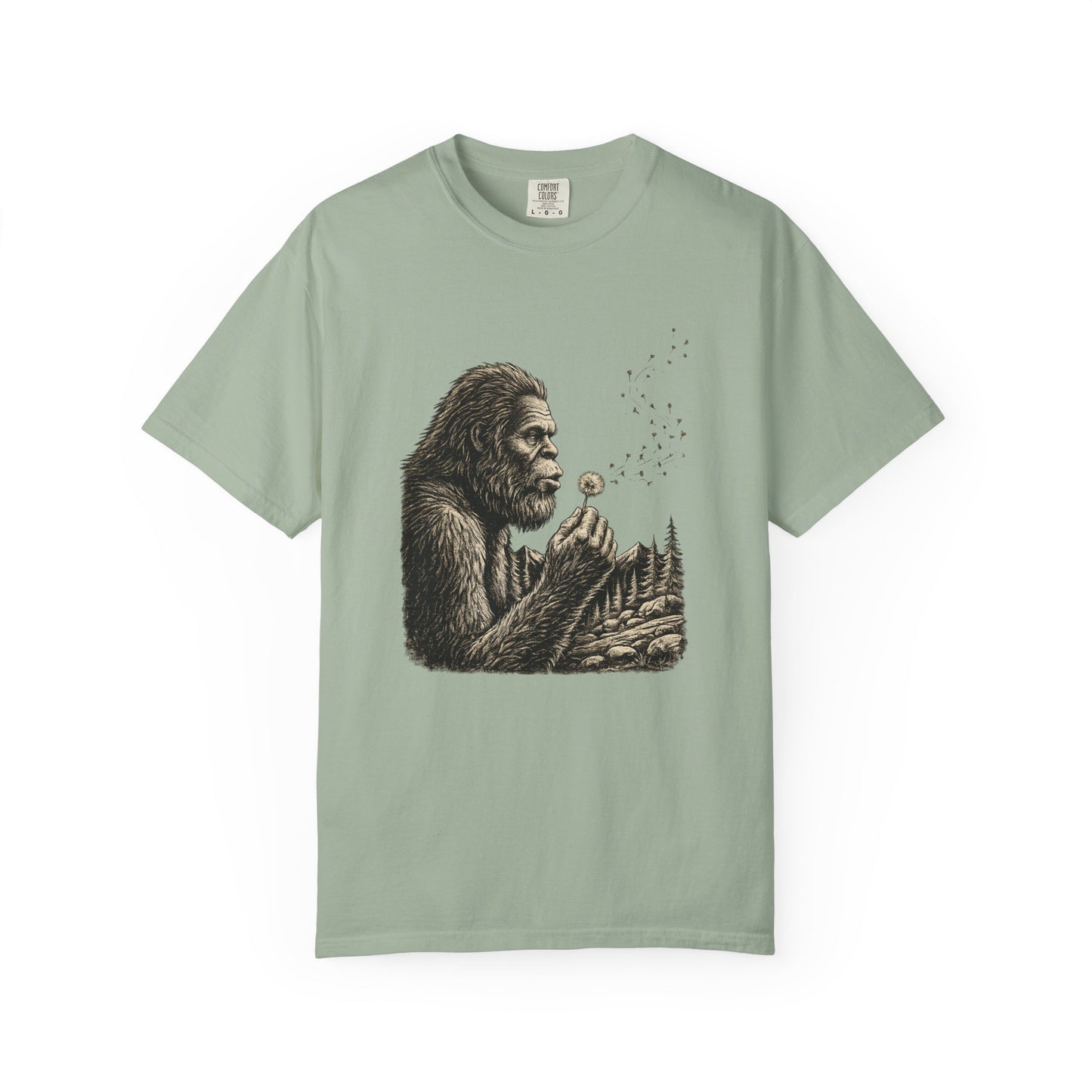 Peaceful Sasquatch Making a Wish Dandelion Vintage T-Shirt