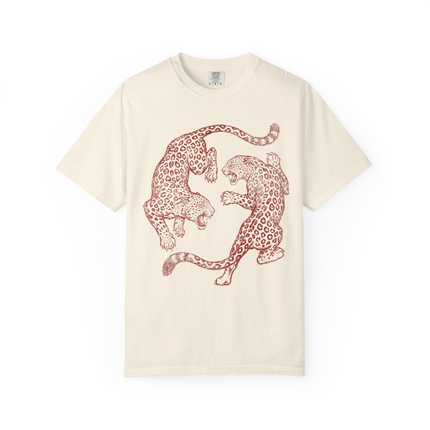 Circling Fighting Retro Distressed Leopards Graphic T-Shirt