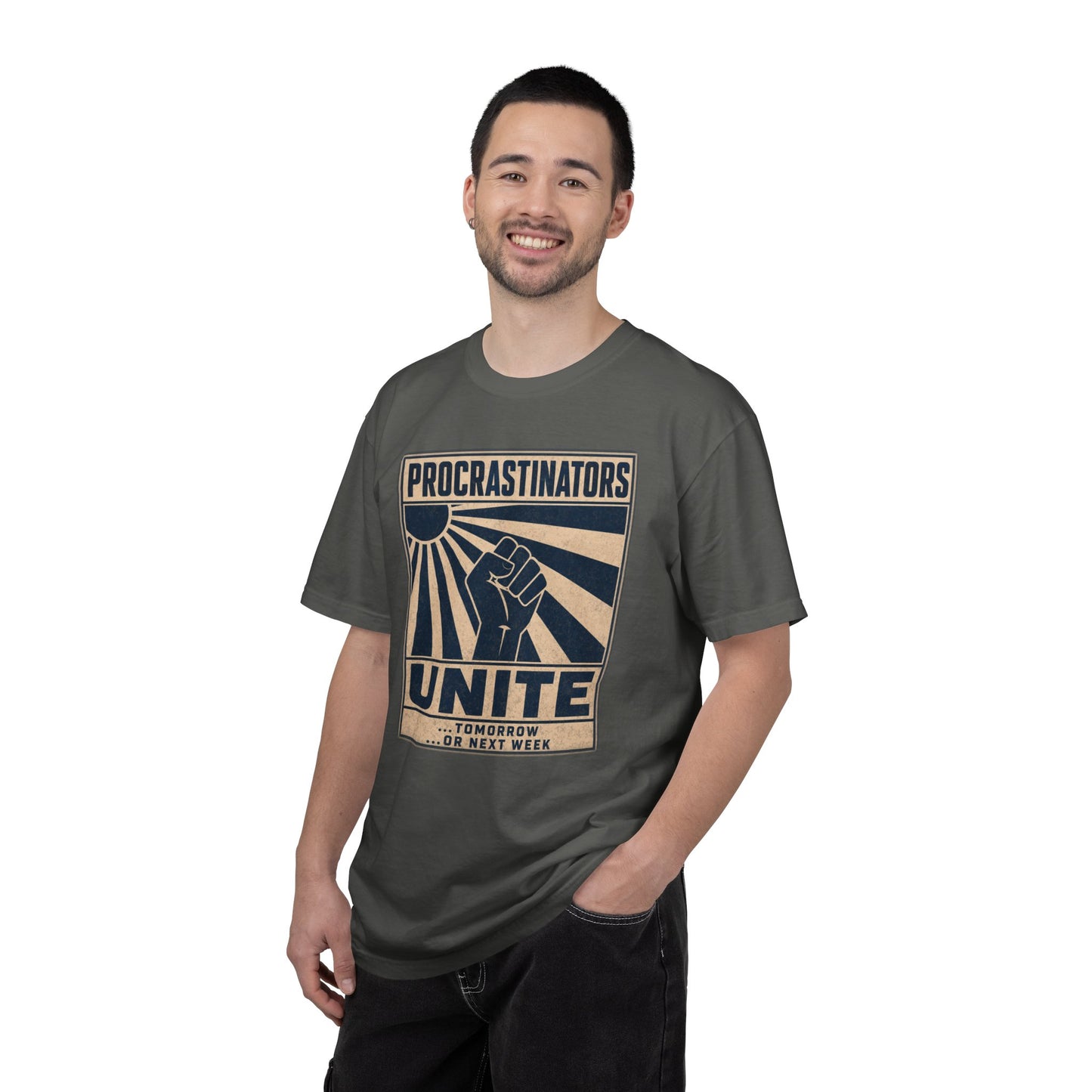 T-Shirt — "Procrastinators Unite" Retro Poster Graphic Tee
