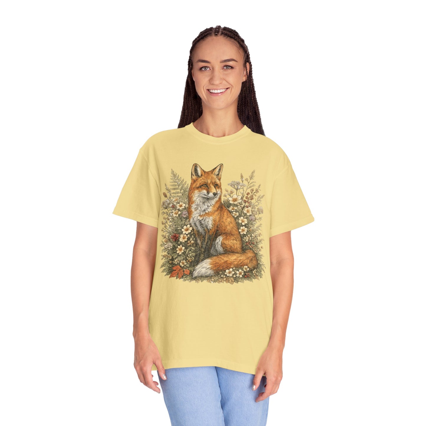 Vintage Fox & Wildflower Botanical Woodland Wldlife T-Shirt