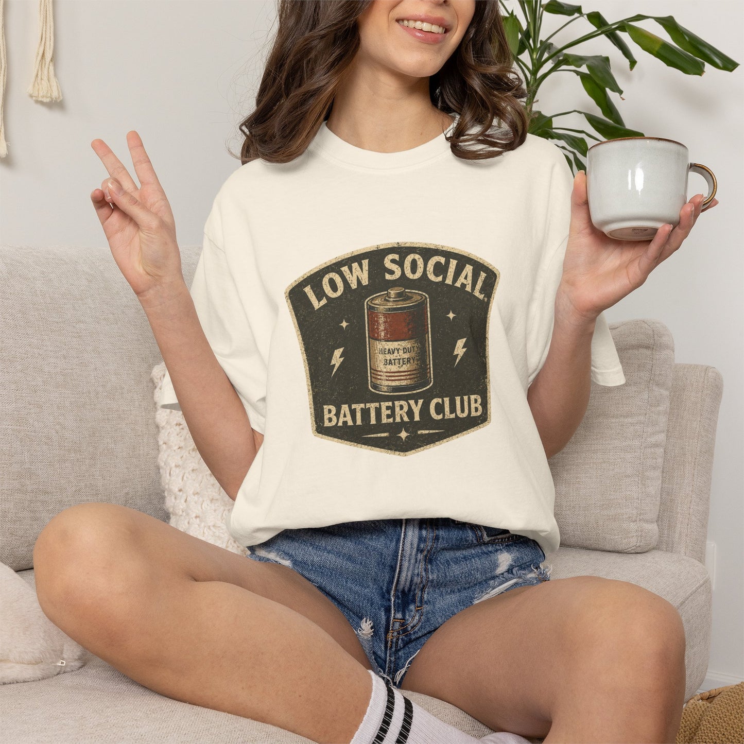 Low Social Battery Club Vintage Patch T-Shirt