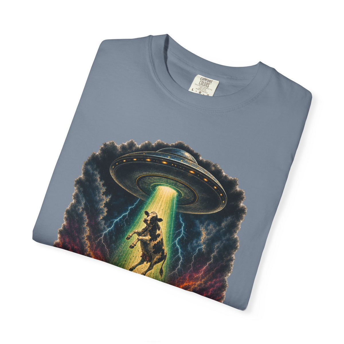 Not in the Moo’d for This Shirt – Funny Cow UFO Alien Abduction Graphic Tee