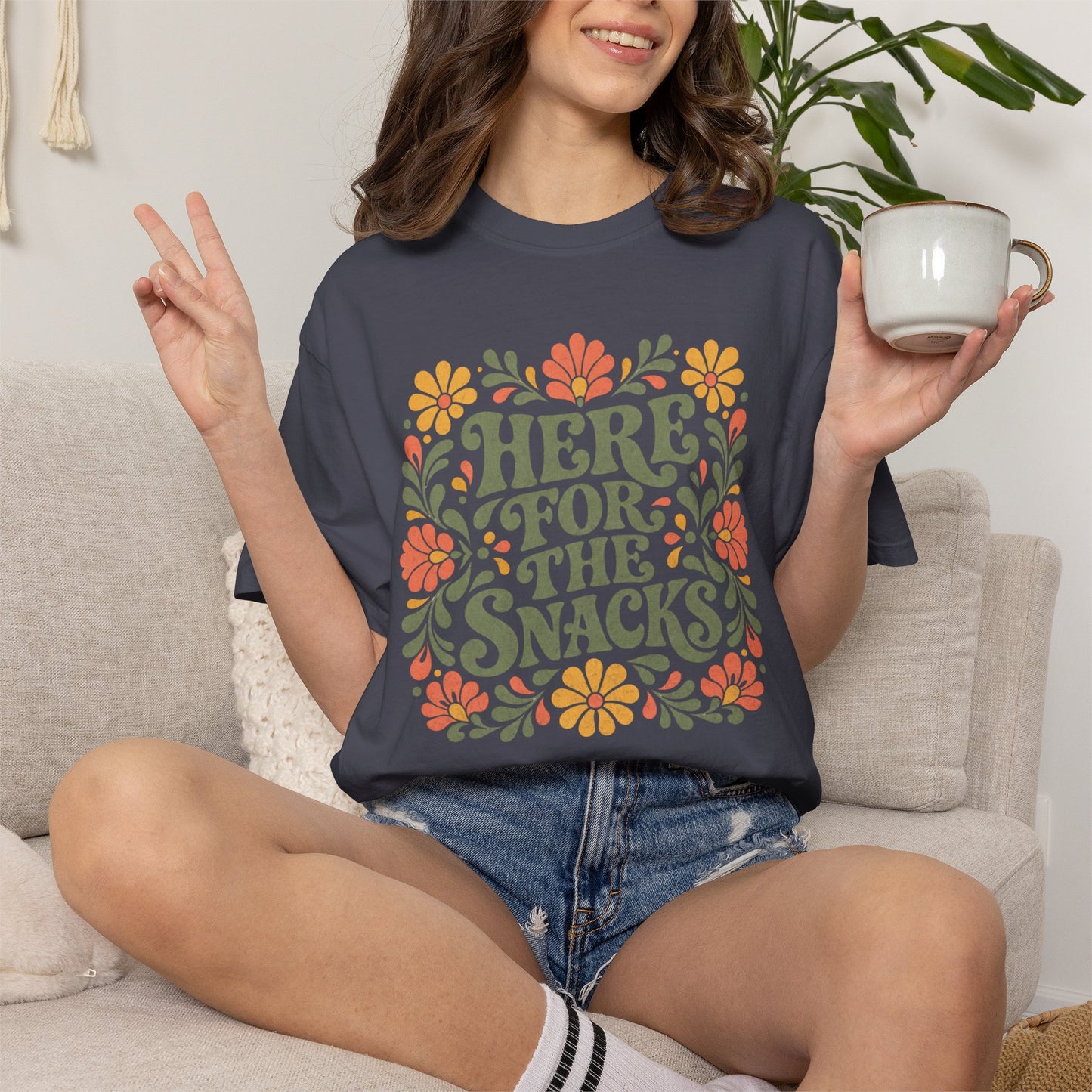 Here for the Snacks T-Shirt | Funny Food Graphic Tee
