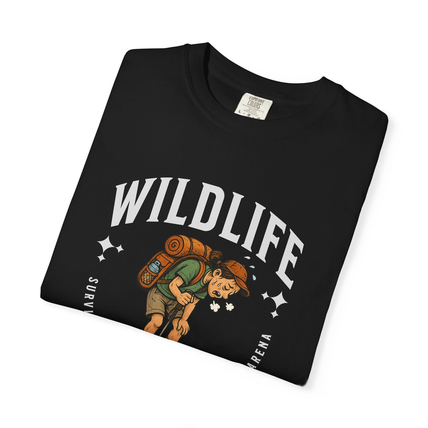 WILDLIFE Camp Shirt — "Survival of the Fittest in Nature's Arena" Funny Hiking Outdoors Tee