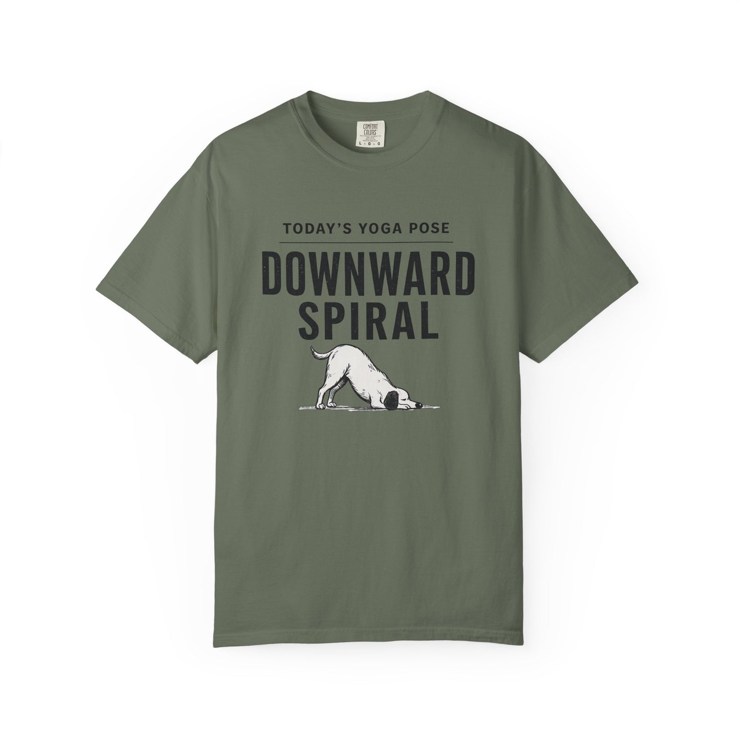 Downward Spiral Dog Yoga T-Shirt — Funny Downward Dog Graphic Tee