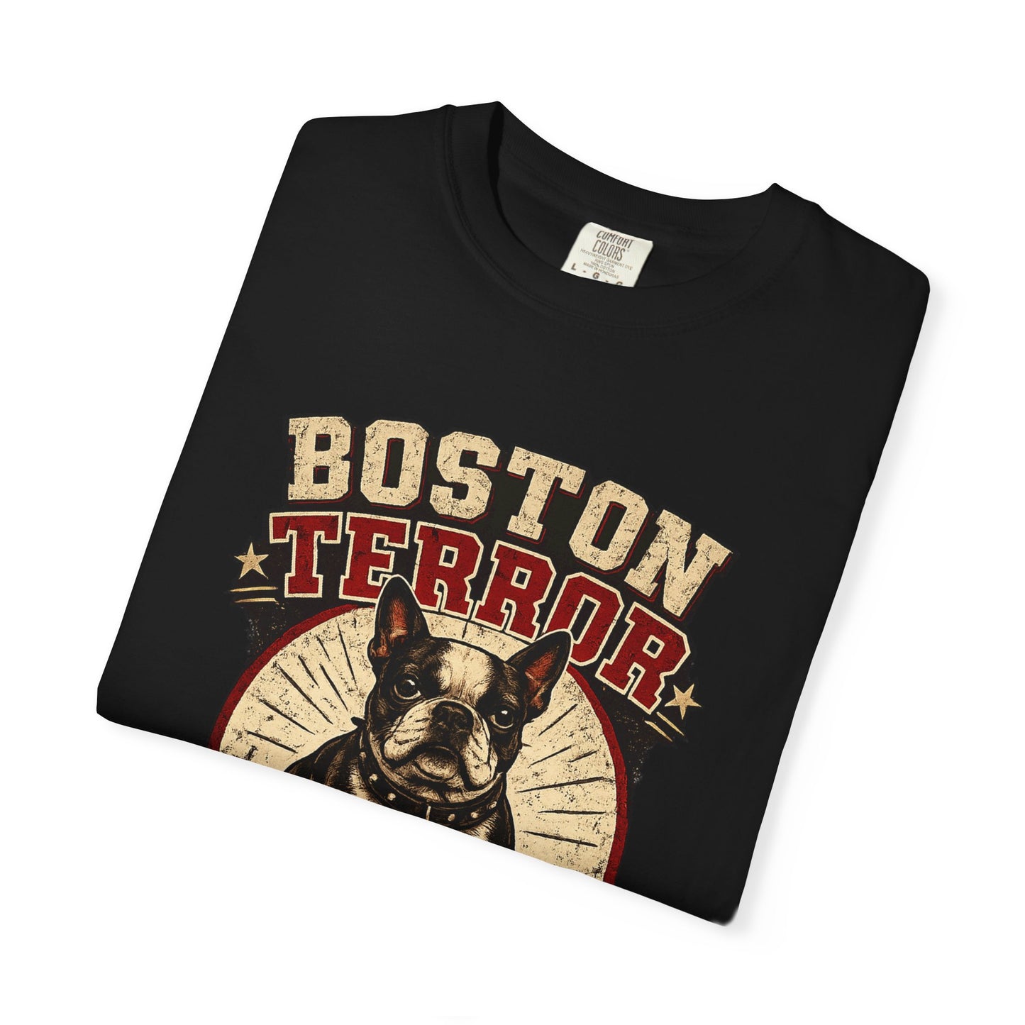 Boston TERROR Retro Boston Terrier T-Shirt — Built Like a Potato, Powered by Chaos