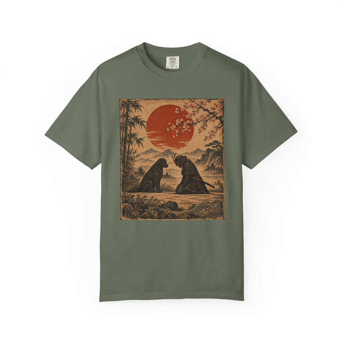 Samurai Bowing to Dog Shir, Vintage Japanese Dog Graphic Tee