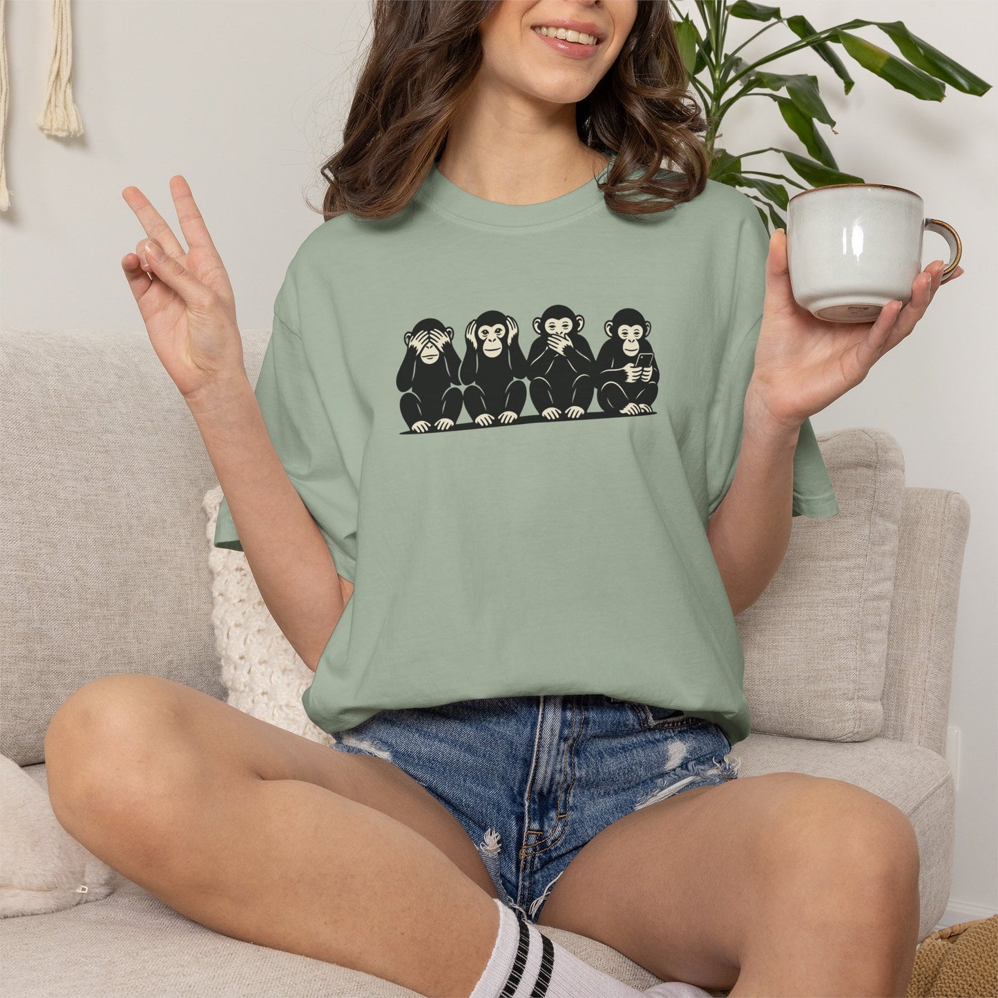 Modern Monkeys Shirt | See Hear Speak Scroll Tee | Funny Social Media Shirt | Monkey Graphic Tee | Introvert Humor Shirt