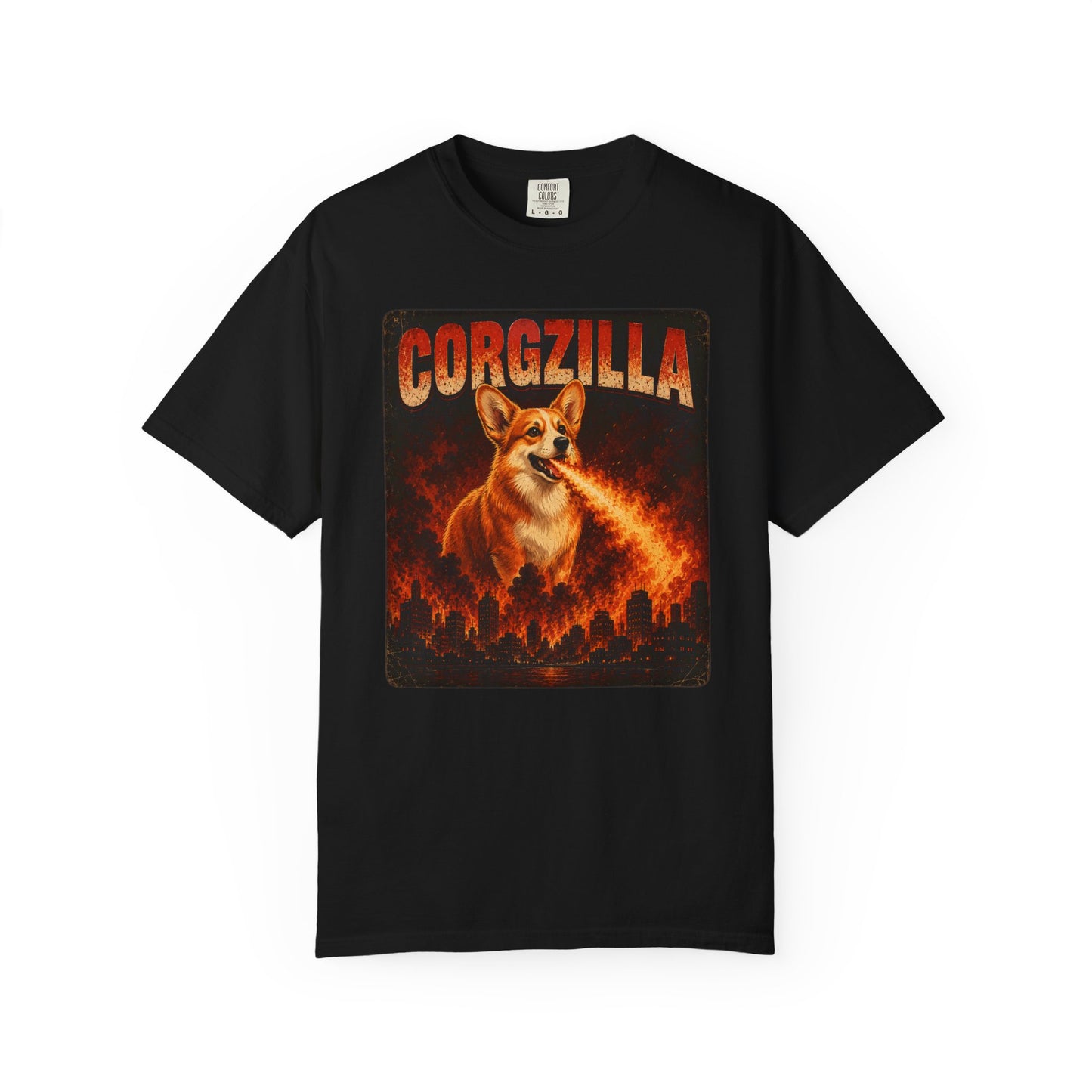 Corgzilla T-Shirt — Fire-Breathing Corgi Monster City Poster Tee