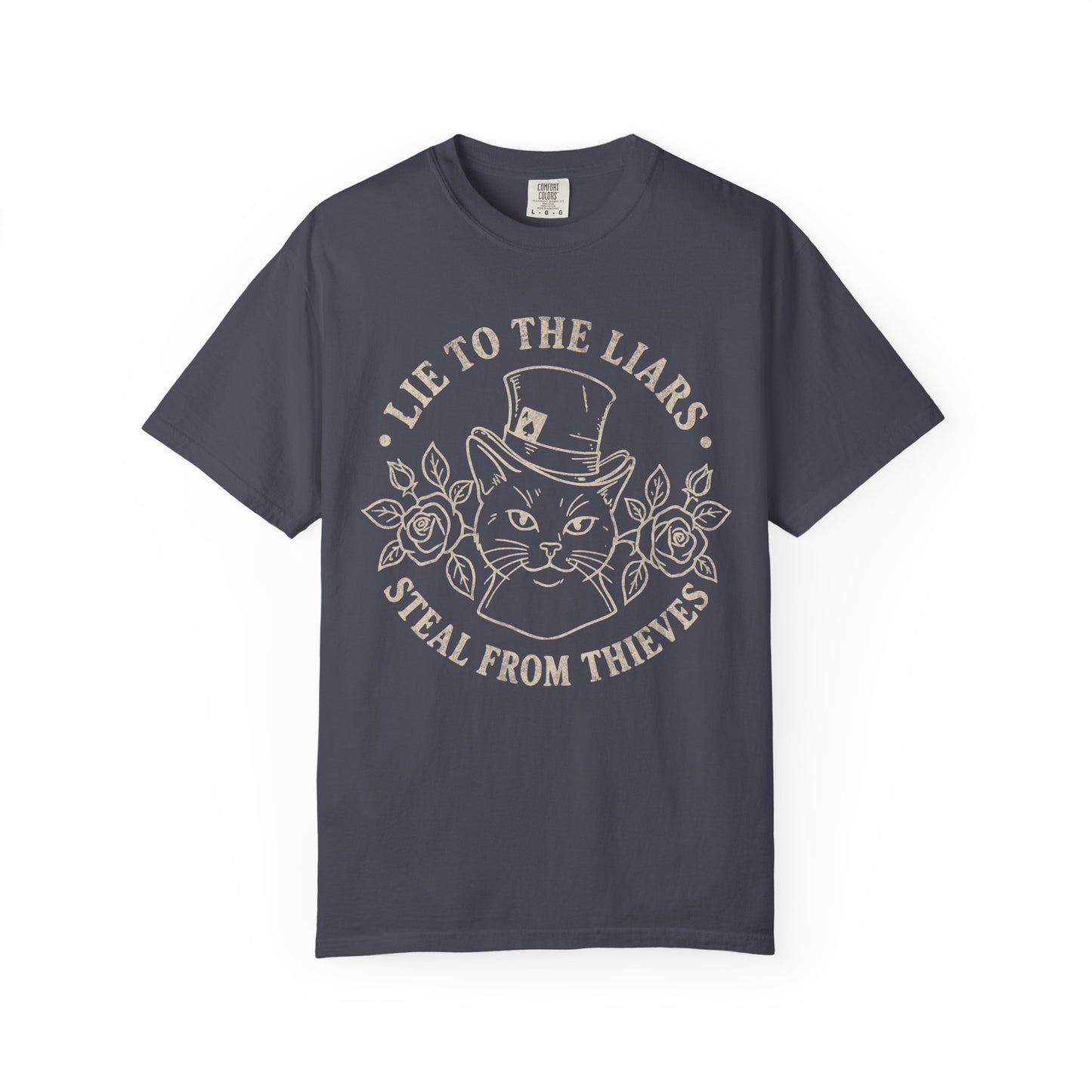 Lie to the Liars Steal from Thieves Cat Vintage Retro Graphic Tee