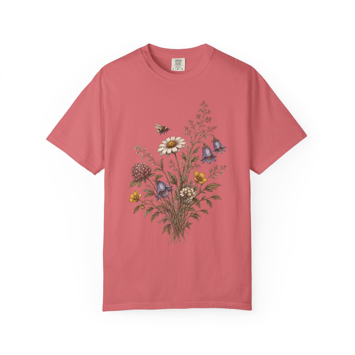 Vintage Wildflower Bouquet and Bumblebee Botanical TShirt
