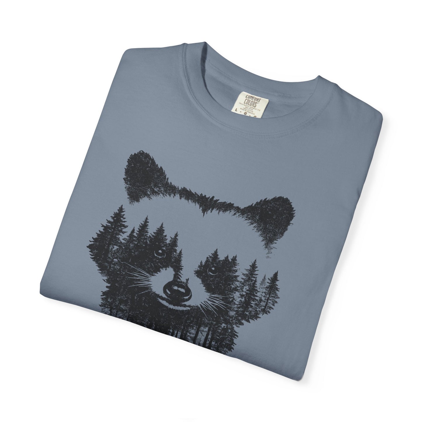 Woodland Raccoon Silhouette T-Shirt, Forest Wildlife Graphic Vintage Nature Tee
