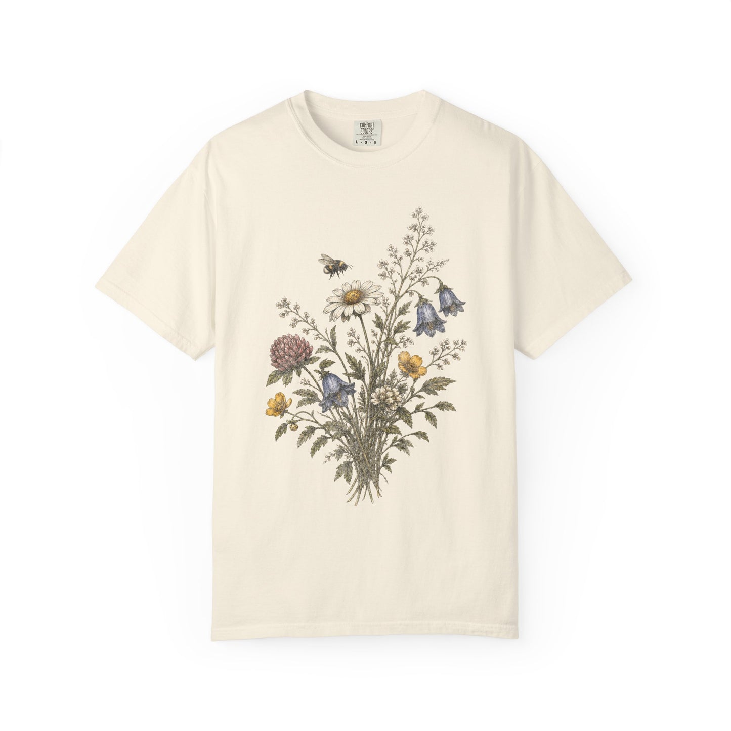 Vintage Wildflower Bouquet and Bumblebee Botanical TShirt