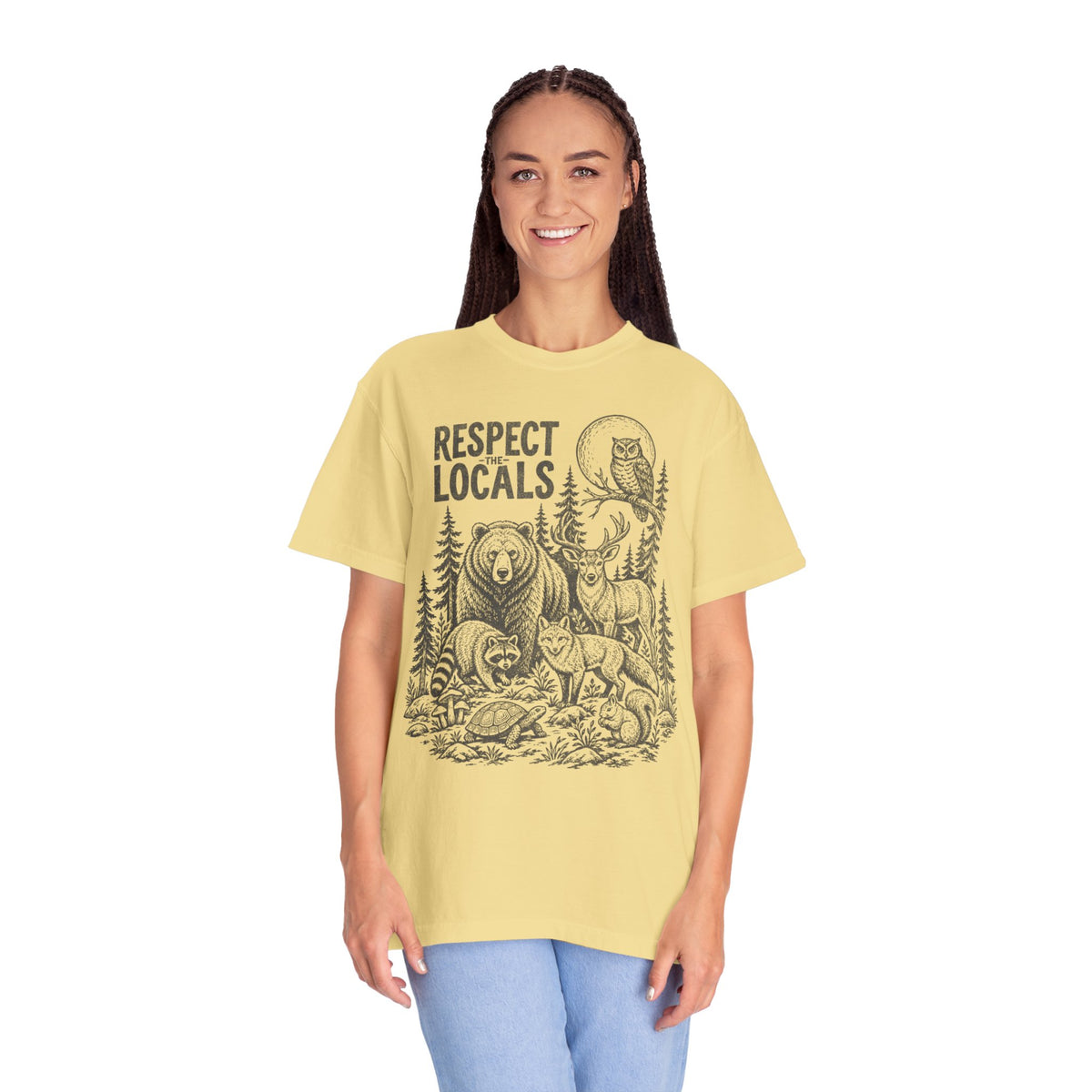Respect Locals Wildlife Vintage Distressed Forest Animals T-Shirt