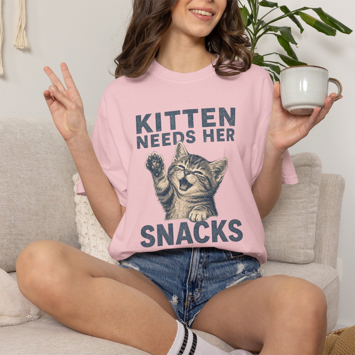 Kitten Needs Her Snacks T-Shirt — Cute Vintage Cat Graphic Tee
