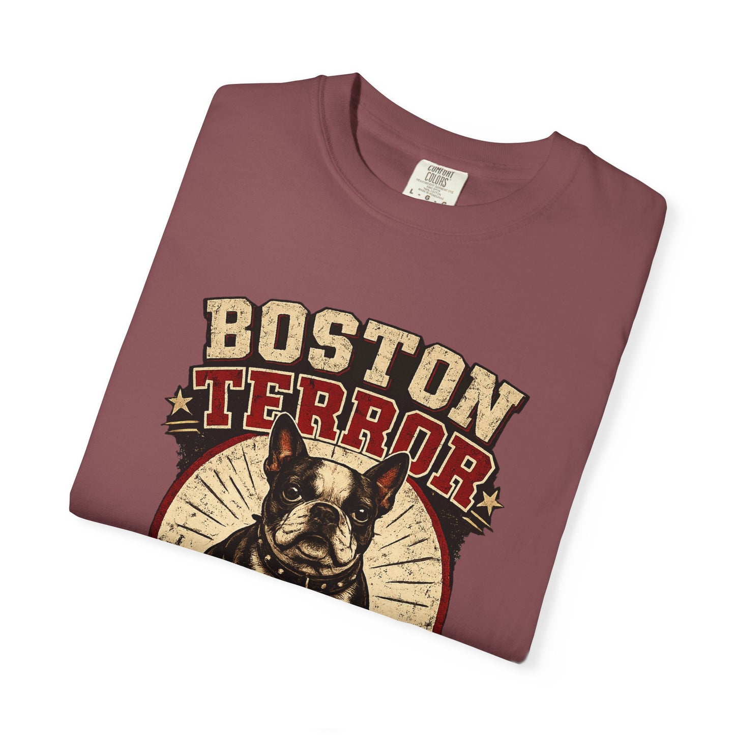 Boston TERROR Retro Boston Terrier T-Shirt — Built Like a Potato, Powered by Chaos