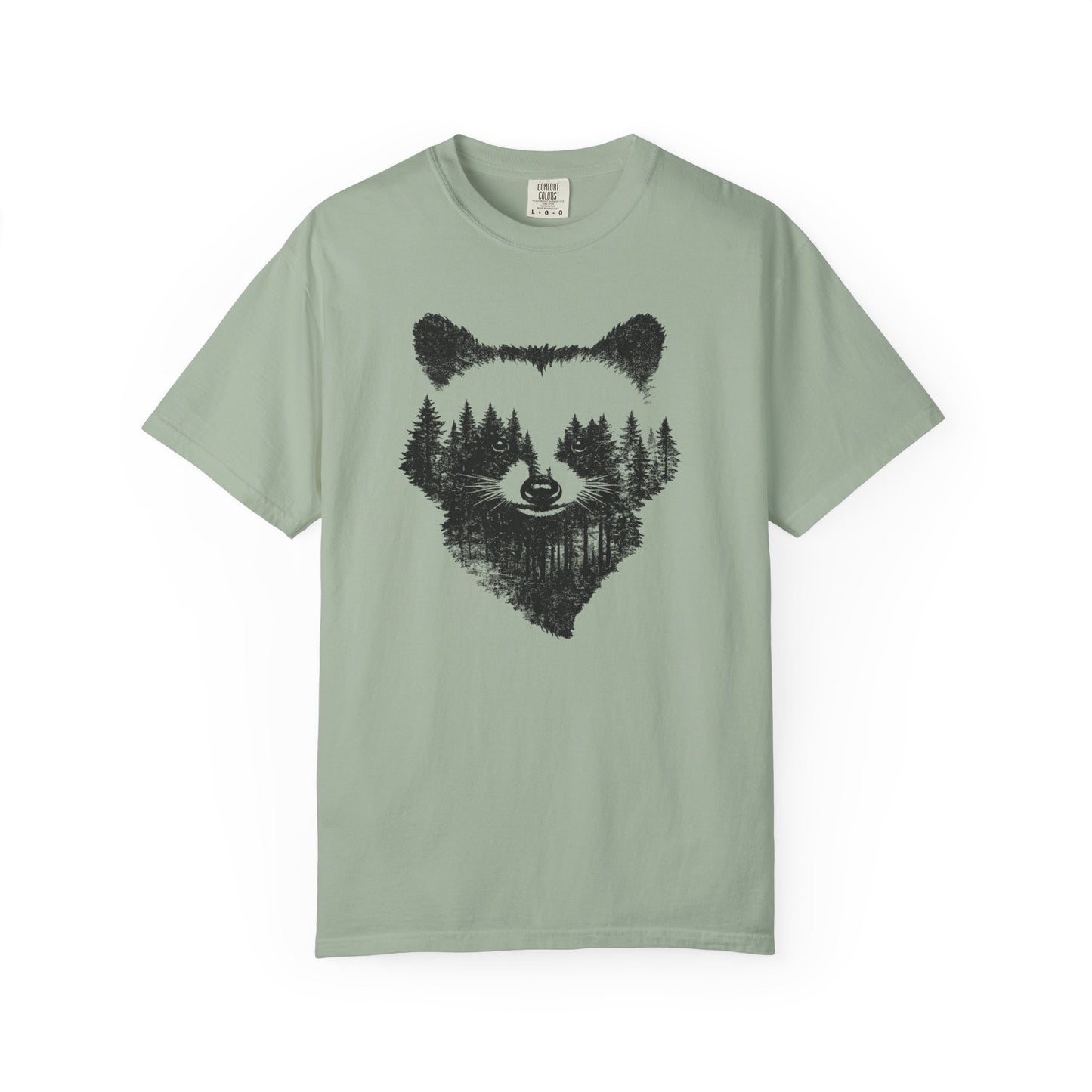 Woodland Raccoon Silhouette T-Shirt, Forest Wildlife Graphic Vintage Nature Tee