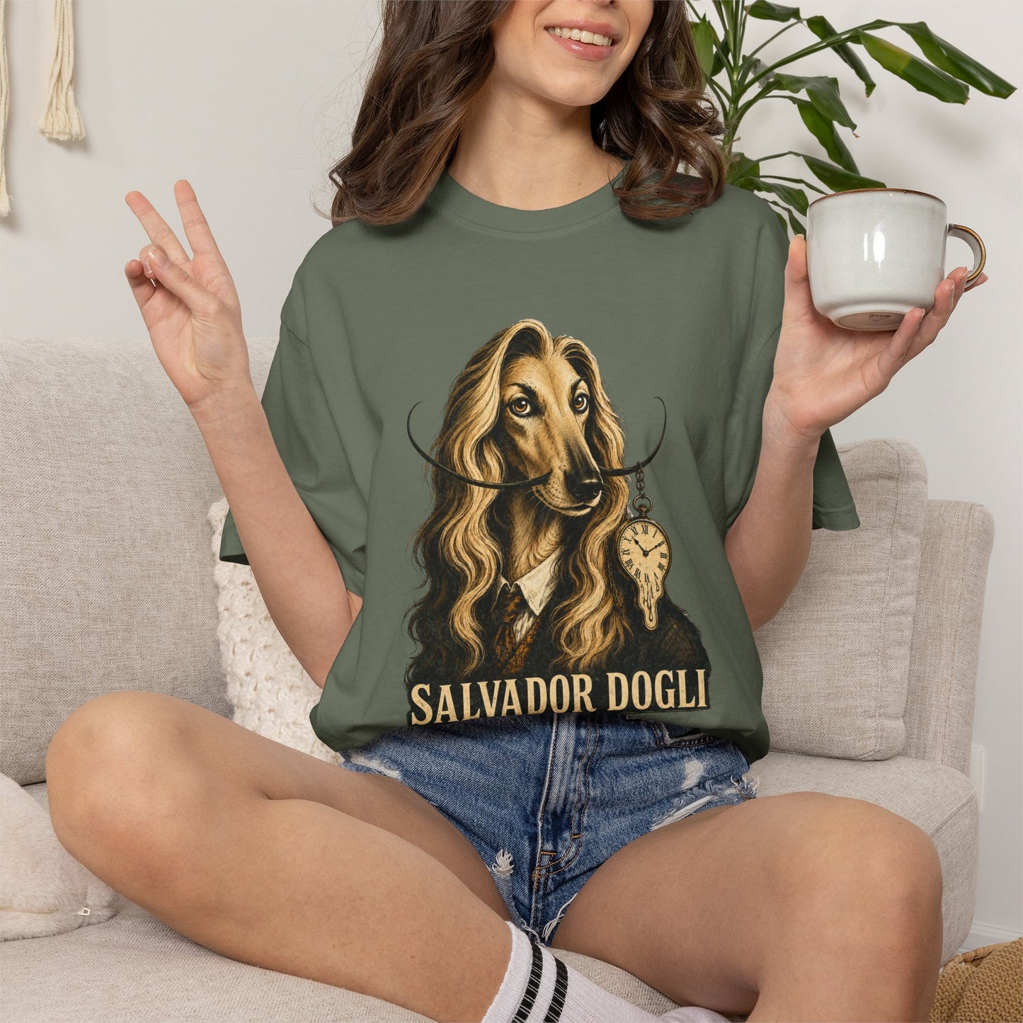 Salvador Dogli Art Tee — Surreal Afghan Hound Graphic T-Shirt