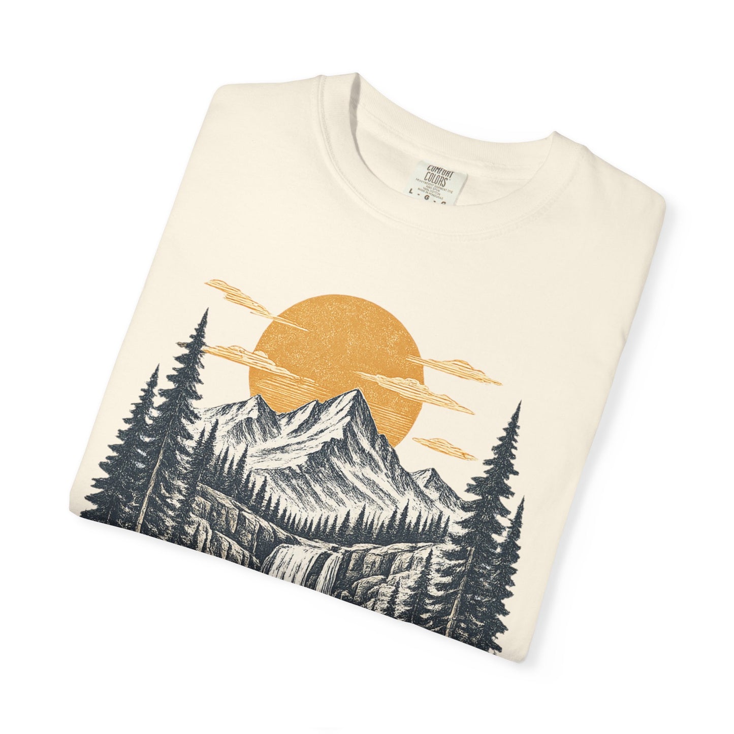 Mountain Sunset T-Shirt — Scenic Wilderness River Graphic Tee