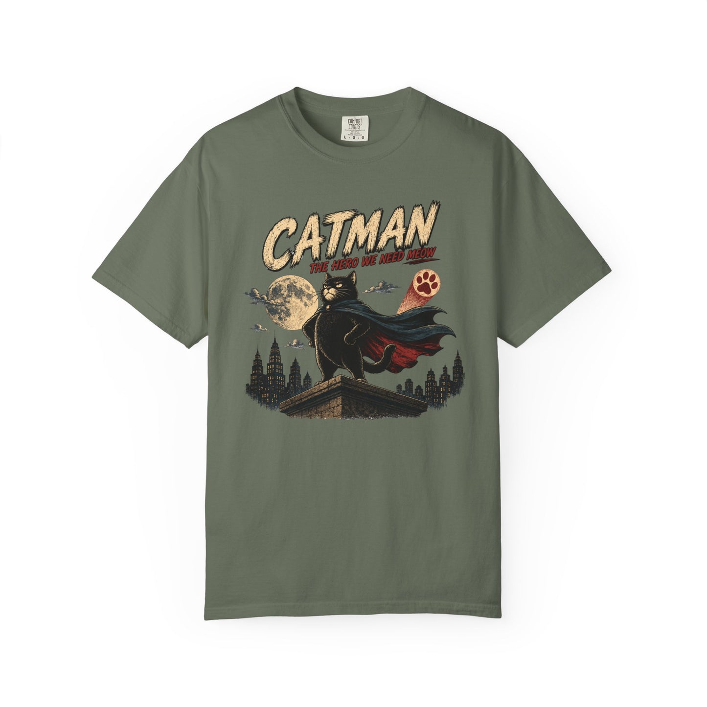 Catman Retro Comic T-Shirt — Vintage Superhero Cat The Hero We Need Meow Design