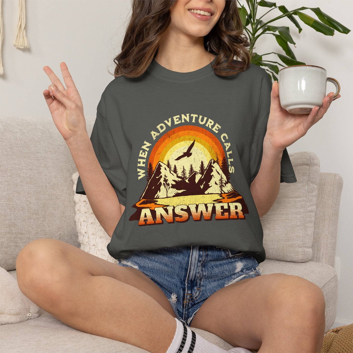 When Adventure Calls — Mountain Retro T-Shirt