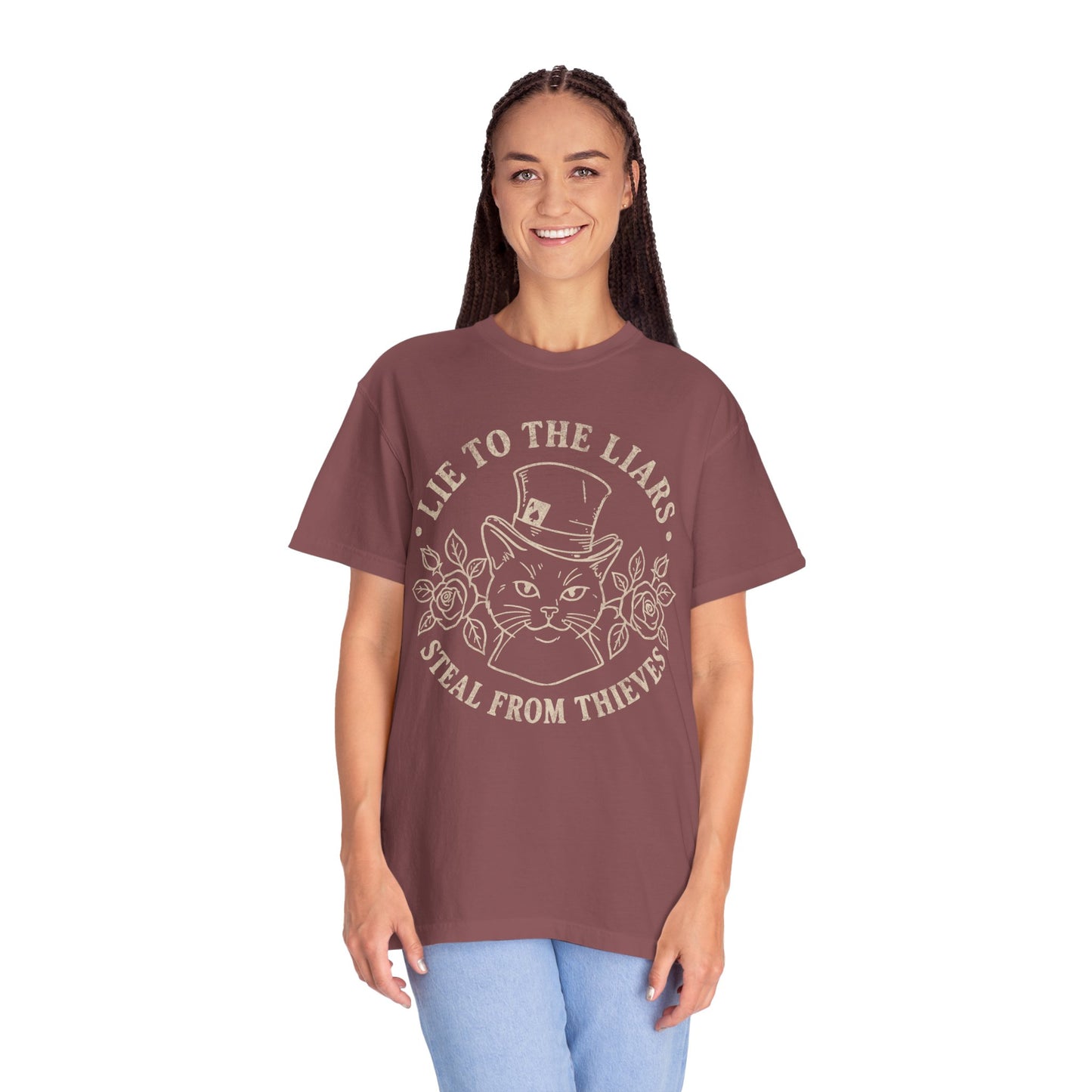 Lie to the Liars Steal from Thieves Cat Vintage Retro Graphic Tee