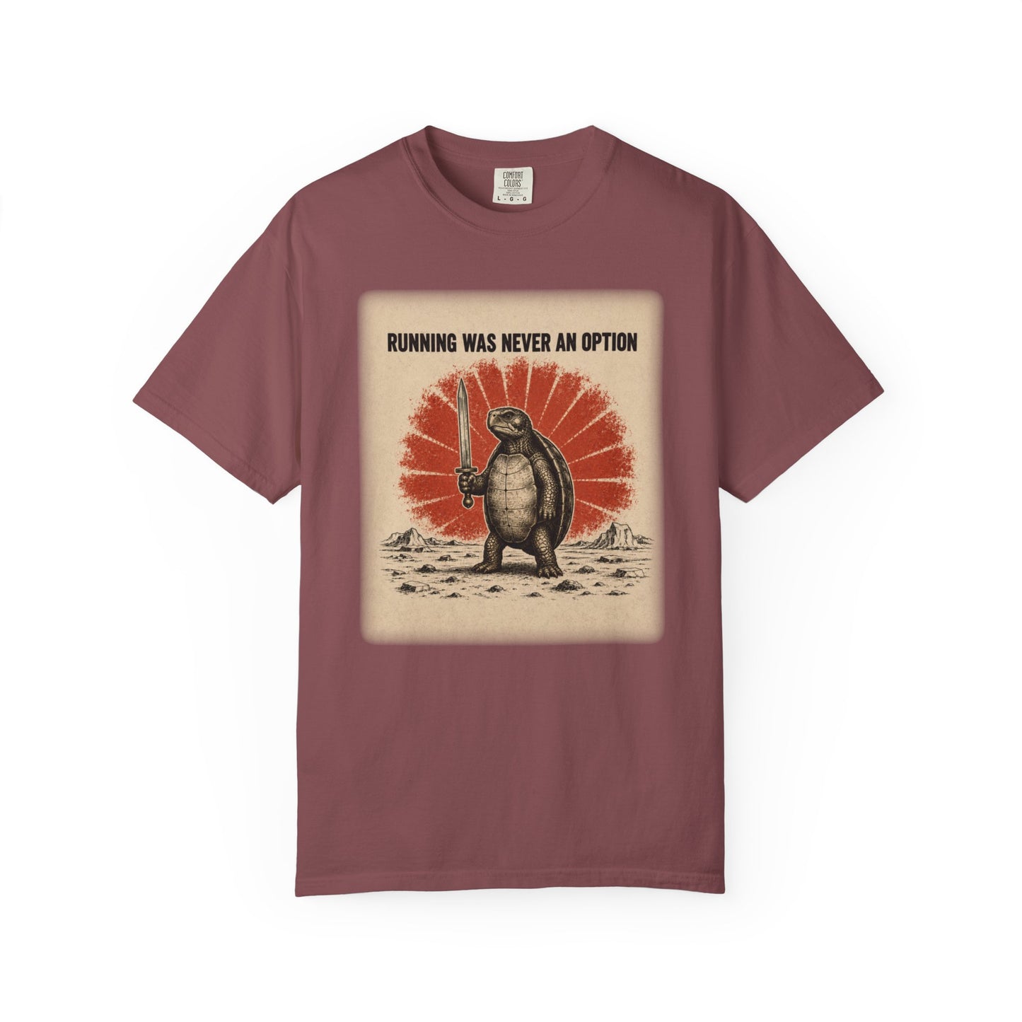 Running Was Never an Option Turtle Shirt | Funny Warrior Turtle Graphic Tee | Vintage Comfort Colors® T-Shirt