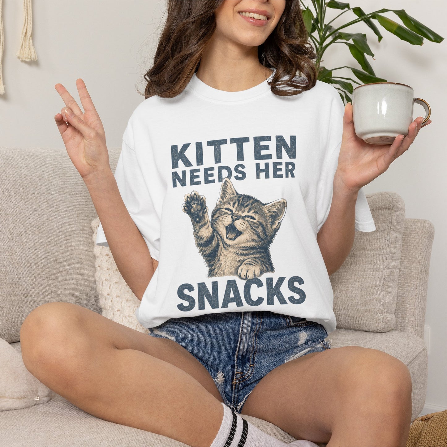 Kitten Needs Her Snacks T-Shirt — Cute Vintage Cat Graphic Tee