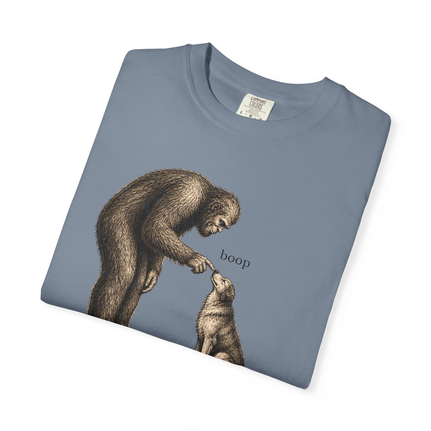 Bigfoot Booping Dog T-Shirt — Funny Sasquatch Tee for Dog Lovers