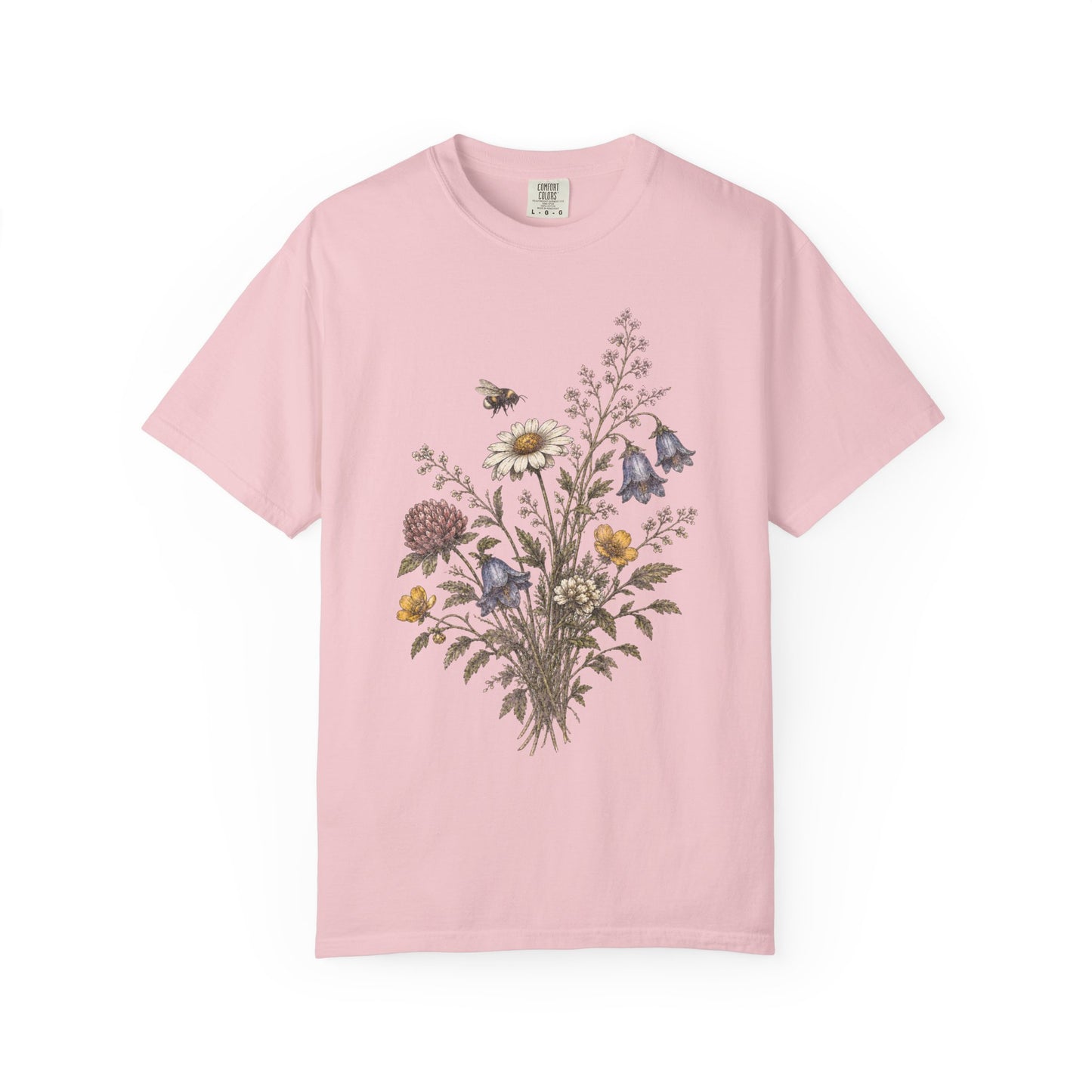 Vintage Wildflower Bouquet and Bumblebee Botanical TShirt