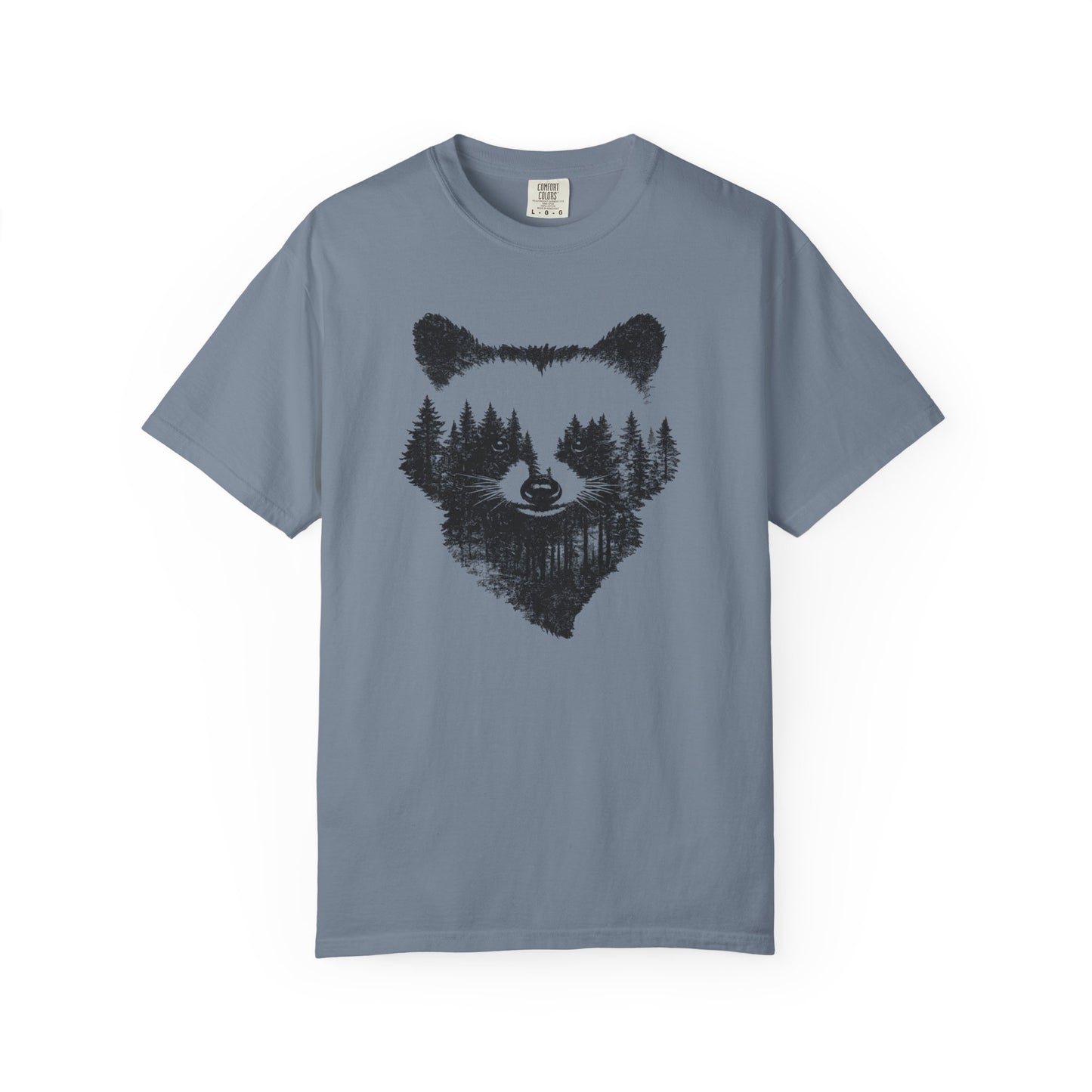 Woodland Raccoon Silhouette T-Shirt, Forest Wildlife Graphic Vintage Nature Tee