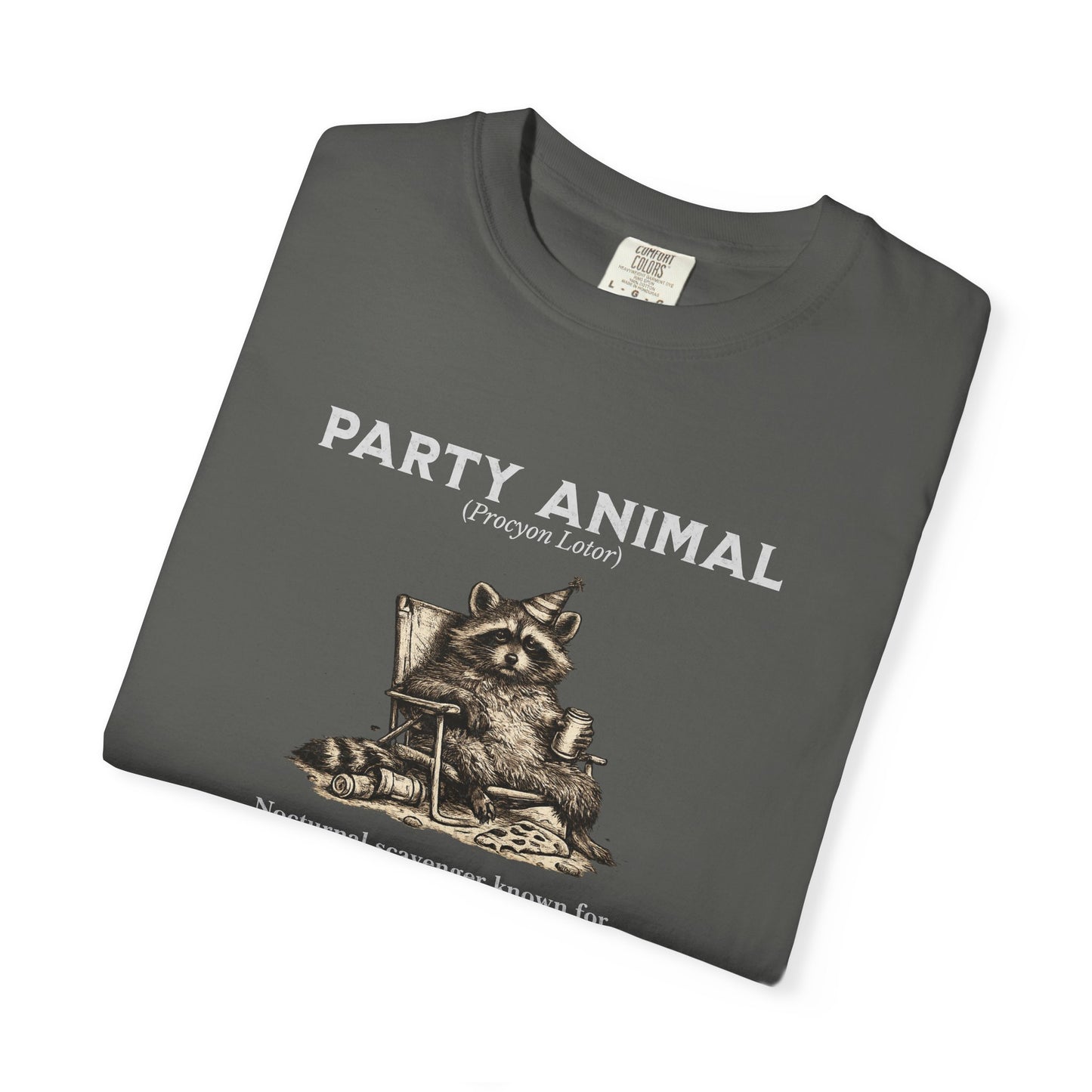 Vintage Raccoon Field Guide T-Shirt — 'Nocturnal Party Animal' Graphic Tee