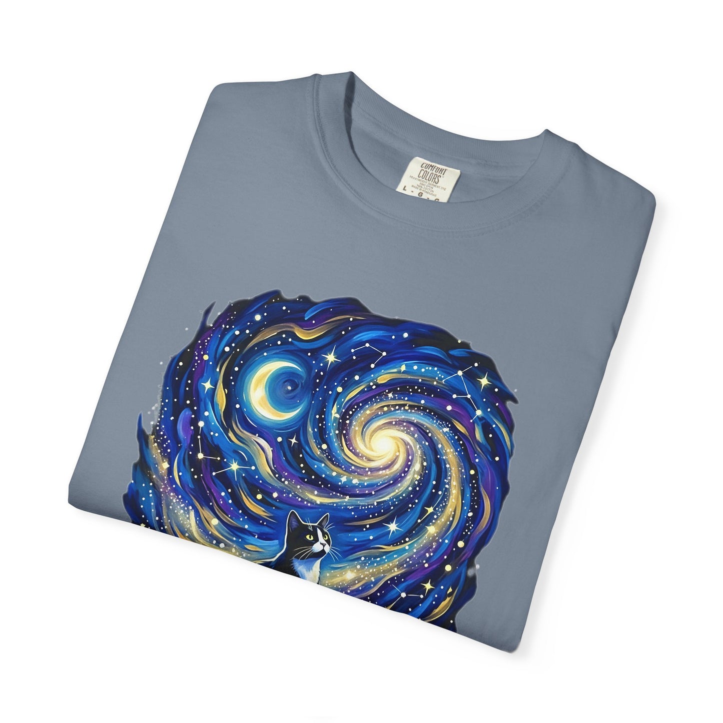 Purry Night Celestial Cat Shirt | Starry Night Cat Graphic T-Shirt