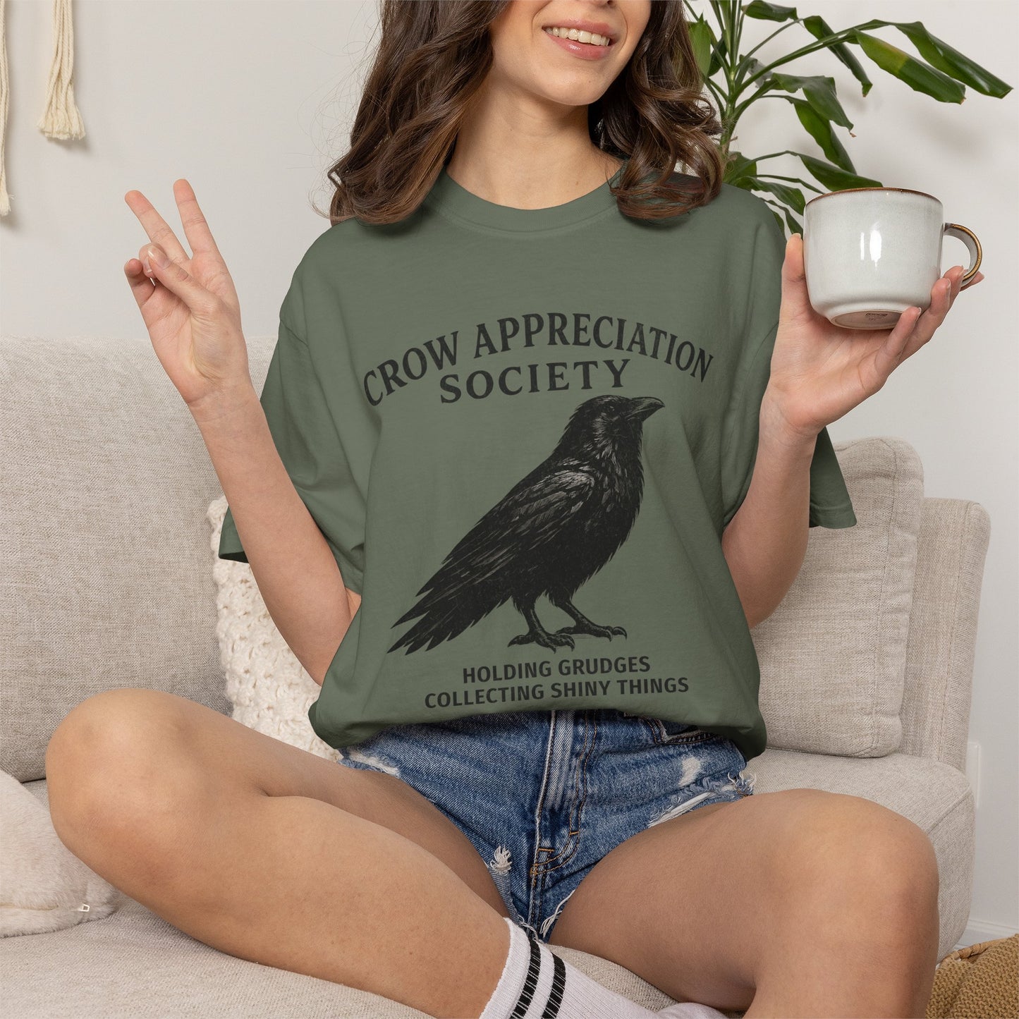 Crow Appreciation Society T-Shirt — 'Holding Grudges, Collecting Shiny Things' Funny Crow Graphic Tee