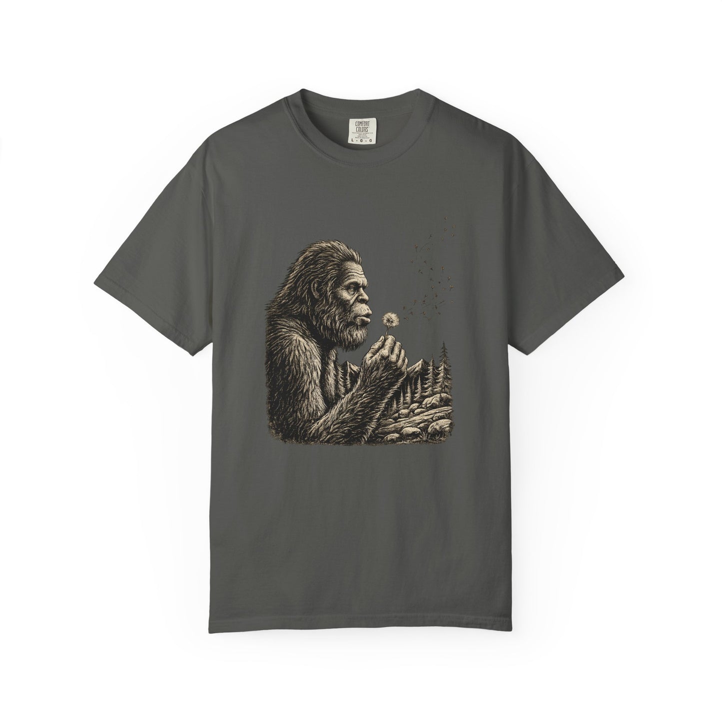 Peaceful Sasquatch Making a Wish Dandelion Vintage T-Shirt