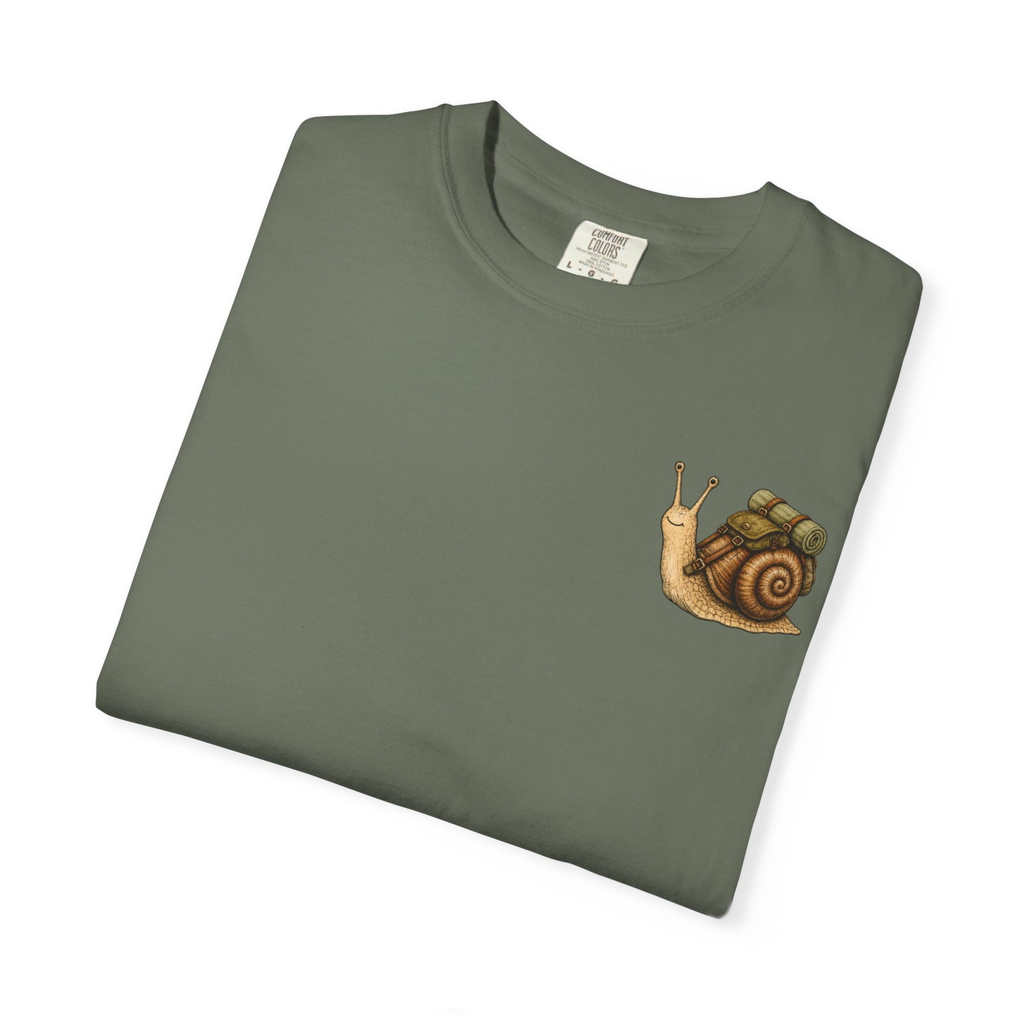 Snail Pocket T-Shirt — Cute Minimal Animal Slow Adventure Graphic Tee