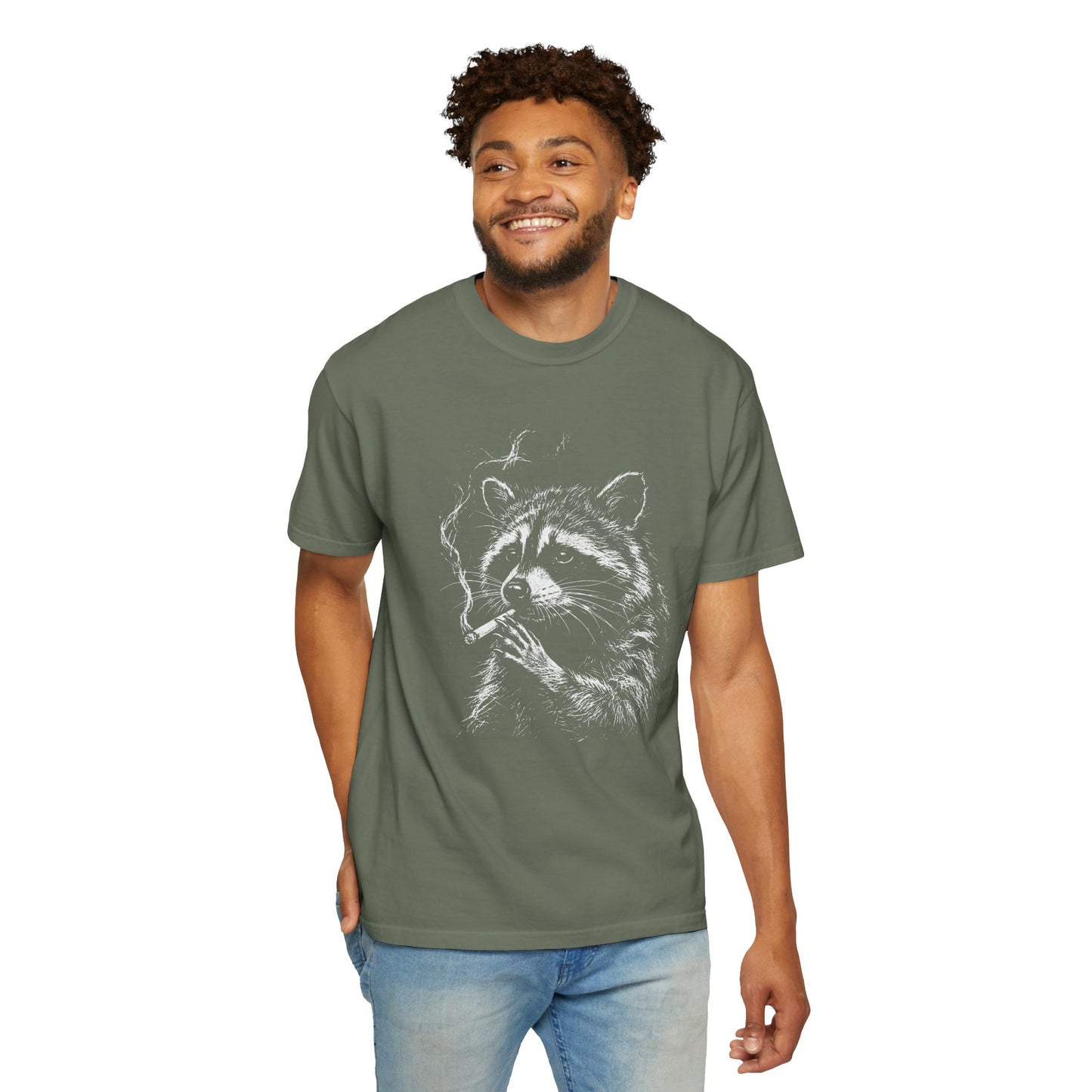 Vintage Wildlife Smoking Raccoon Graphic T-Shirt