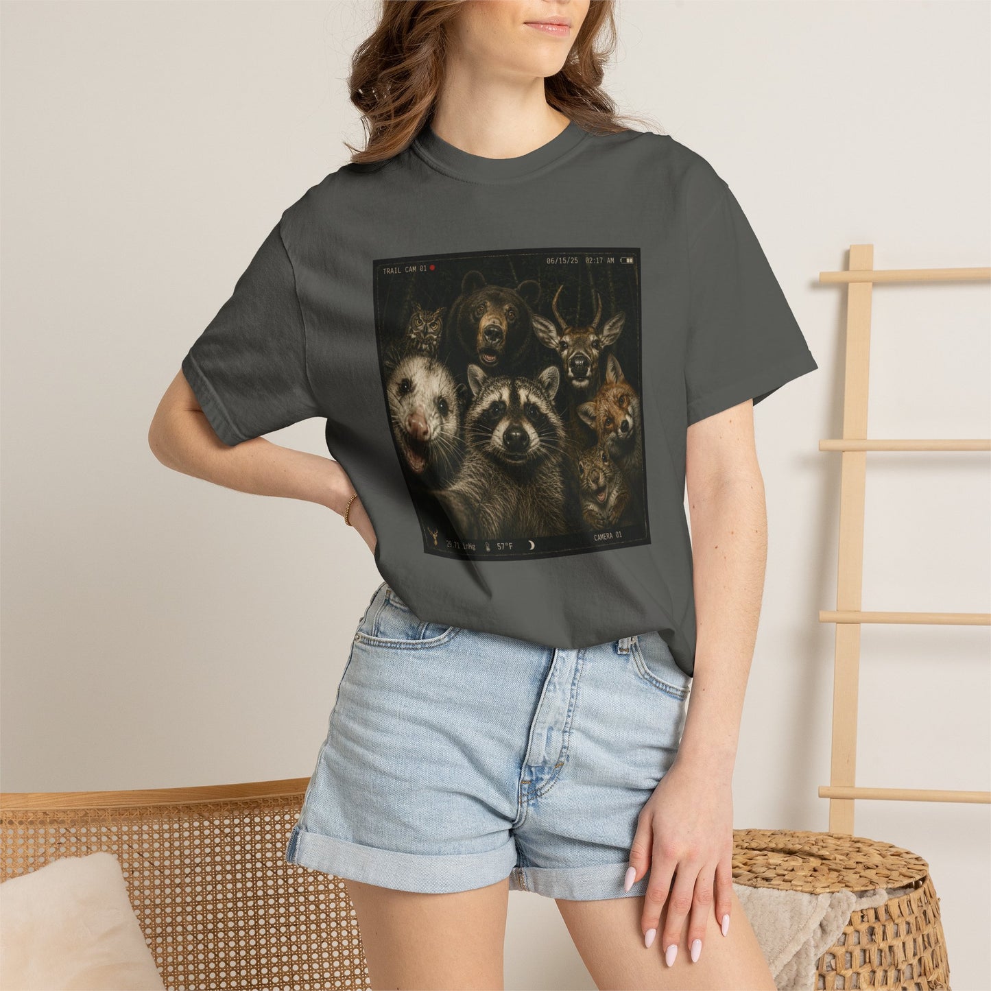 Trail Cam Animals T-Shirt — Funny Forest Wildlife Photo Tee
