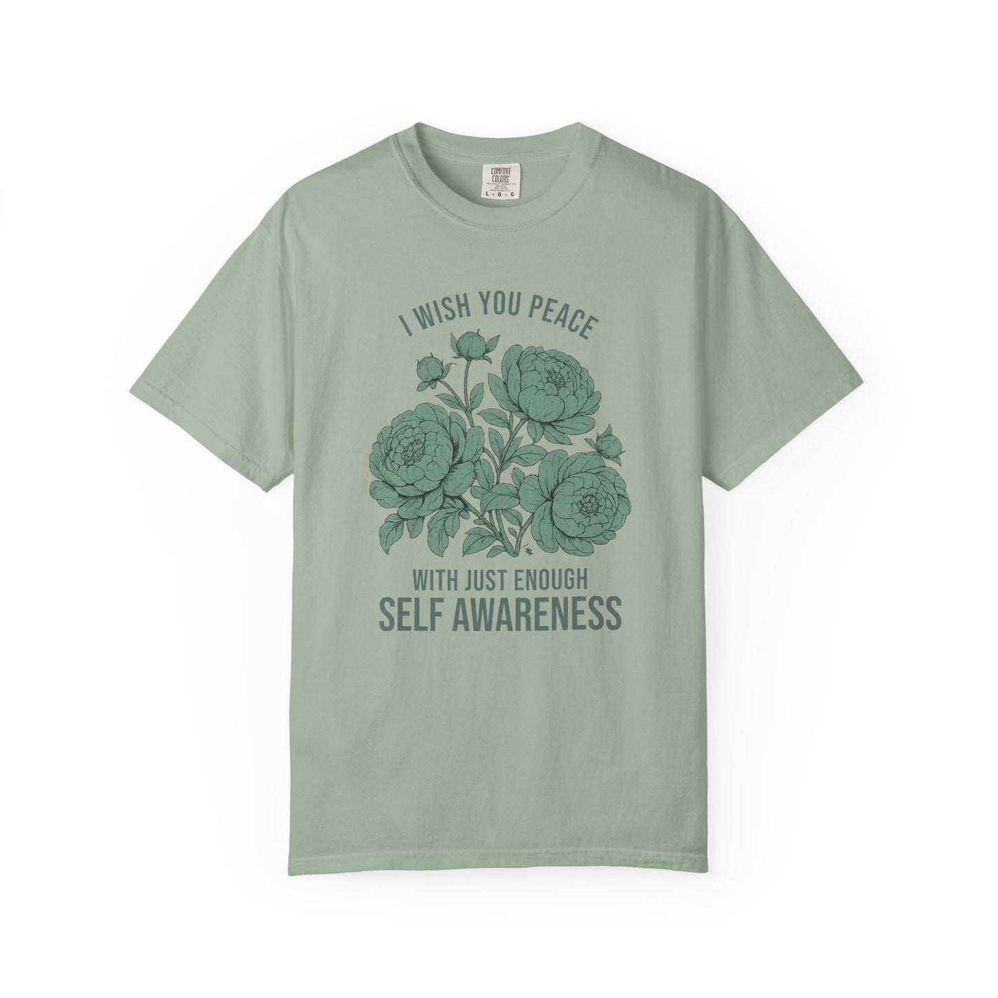 I Wish You Peace with Just Enough Self Awareness Shirt | Funny Introvert Graphic Tee | Vintage Floral Comfort Colors® T-Shirt