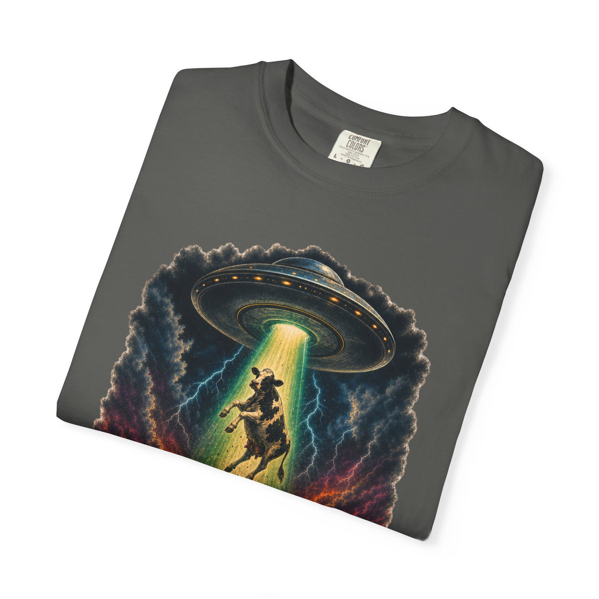 Not in the Moo’d for This Shirt – Funny Cow UFO Alien Abduction Graphic Tee