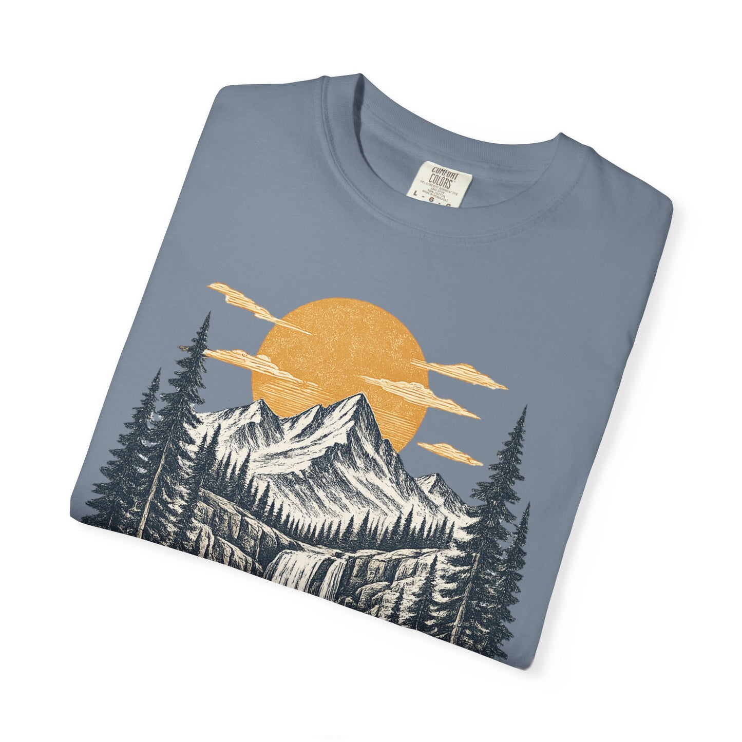 Mountain Sunset T-Shirt — Scenic Wilderness River Graphic Tee