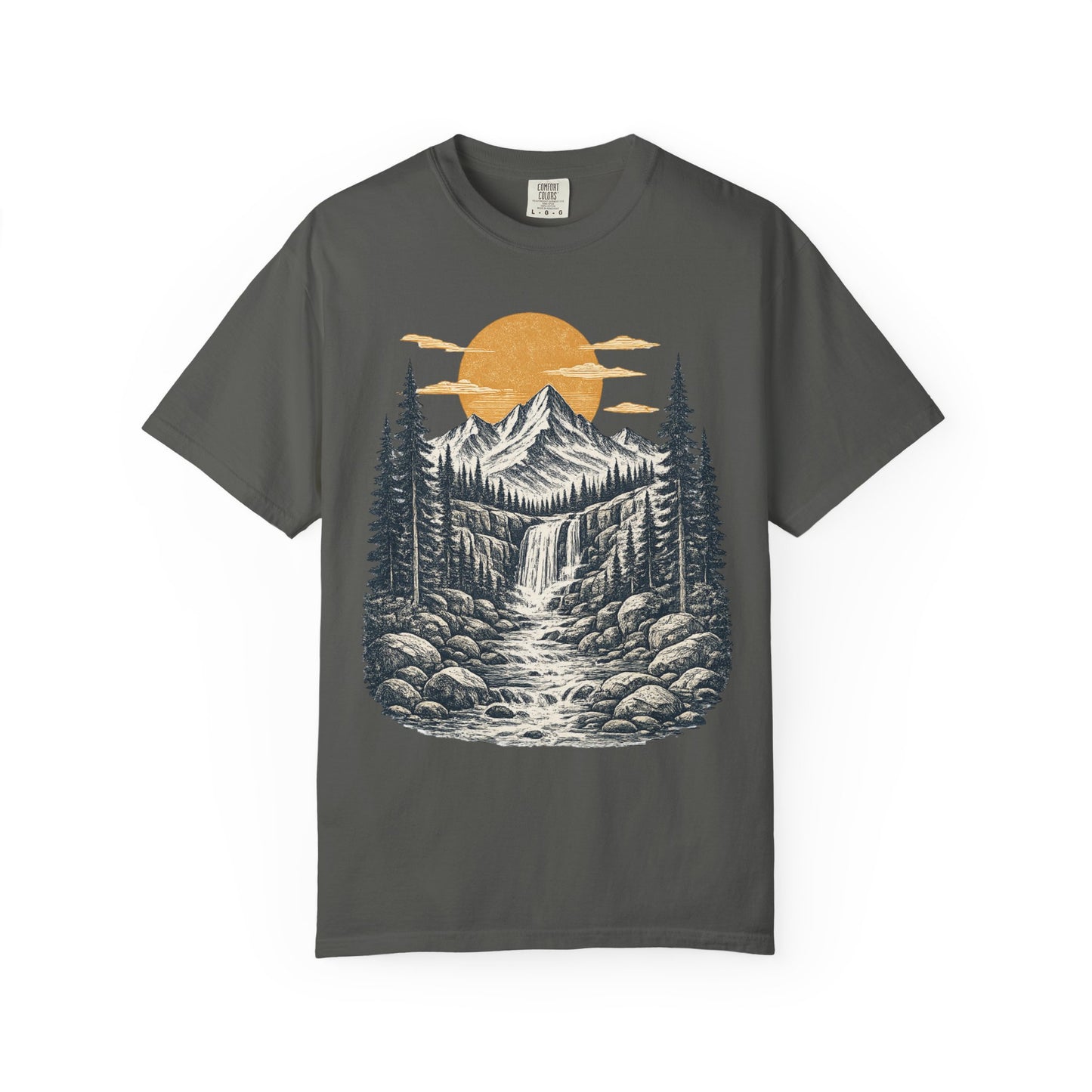 Mountain Sunset T-Shirt — Scenic Wilderness River Graphic Tee