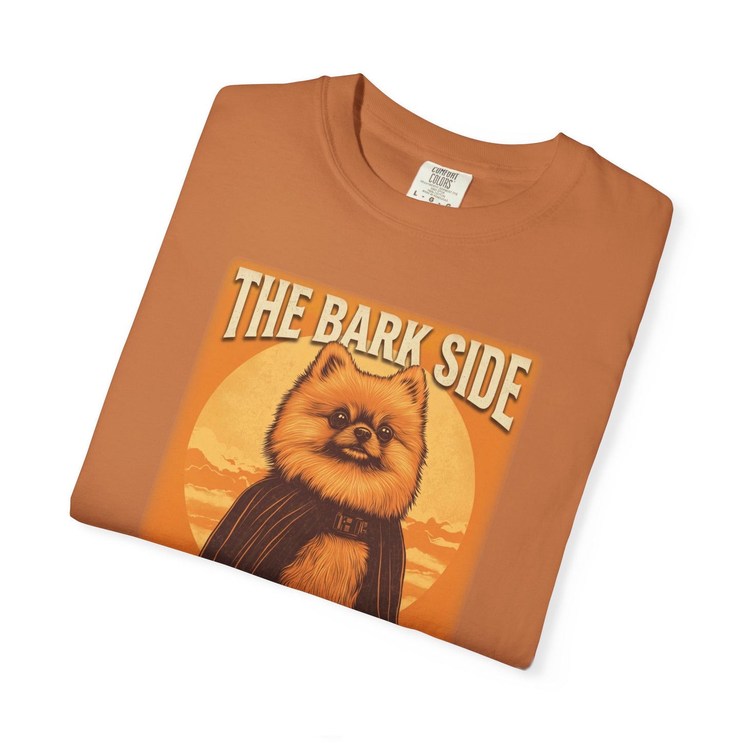 The Bark Side Funny Pomeranian Star Wars Inspired Dog T-Shirt | Cute Retro Dog Lover Tee