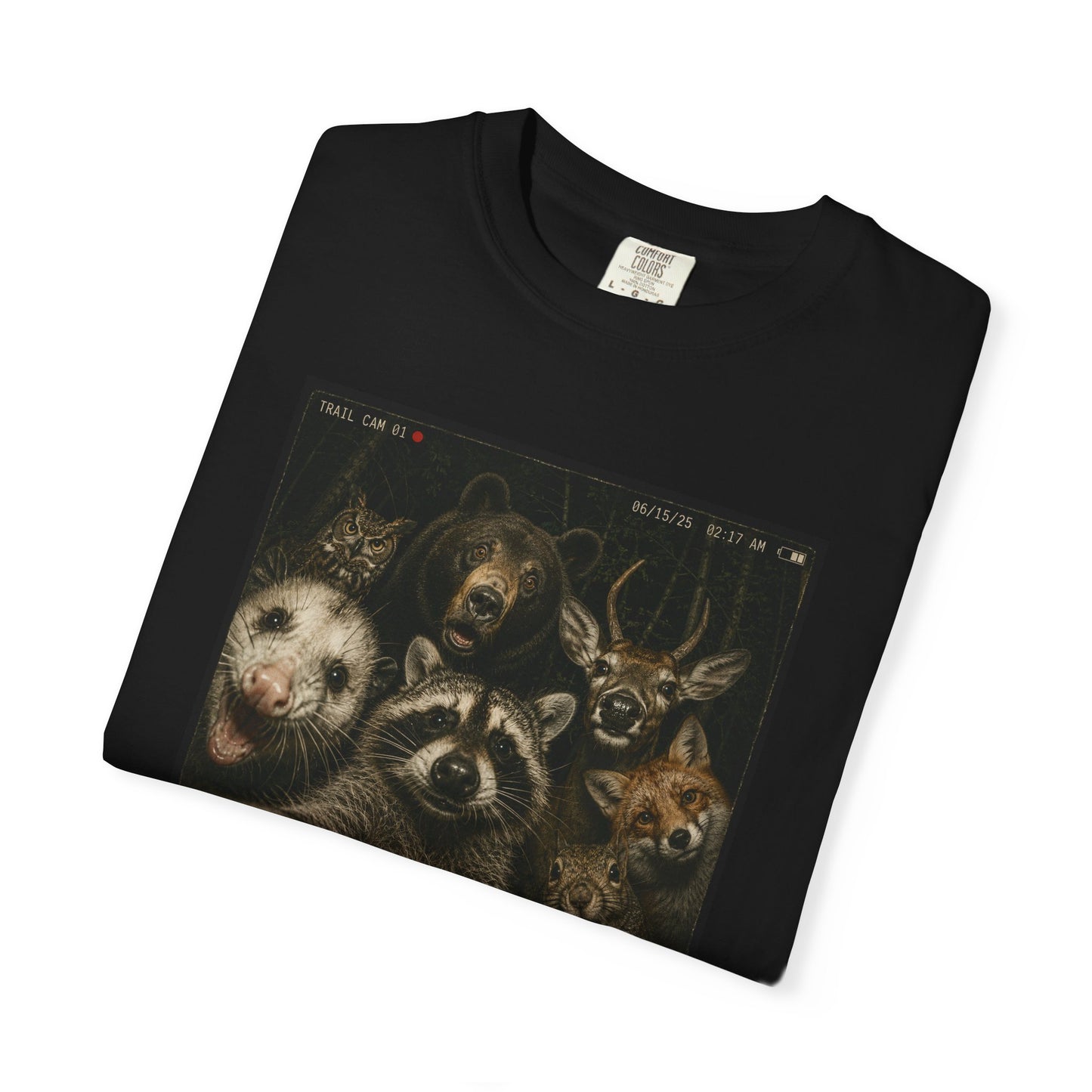Trail Cam Animals T-Shirt — Funny Forest Wildlife Photo Tee