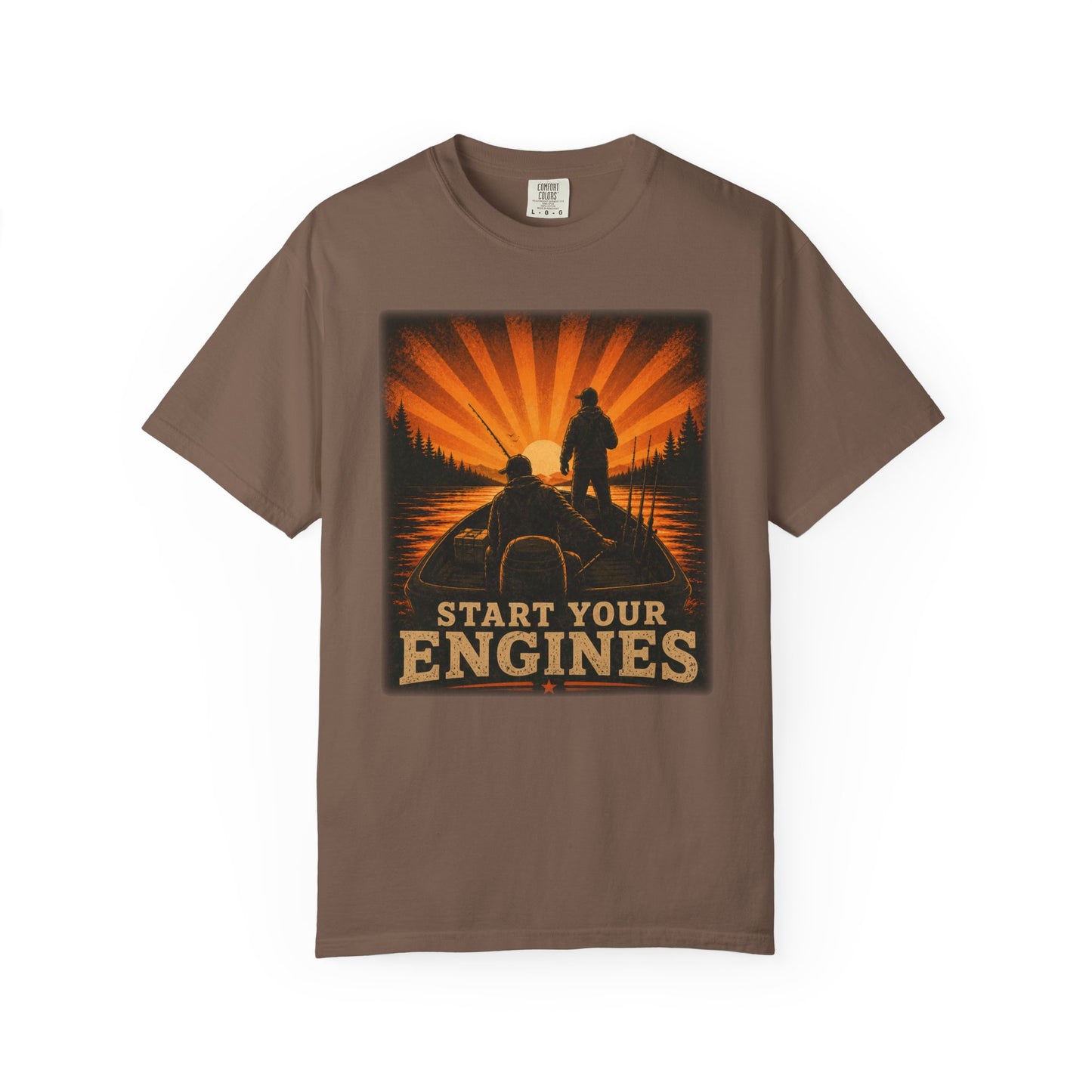 Fishing T-Shirt — "Start Your Engines" Retro Design