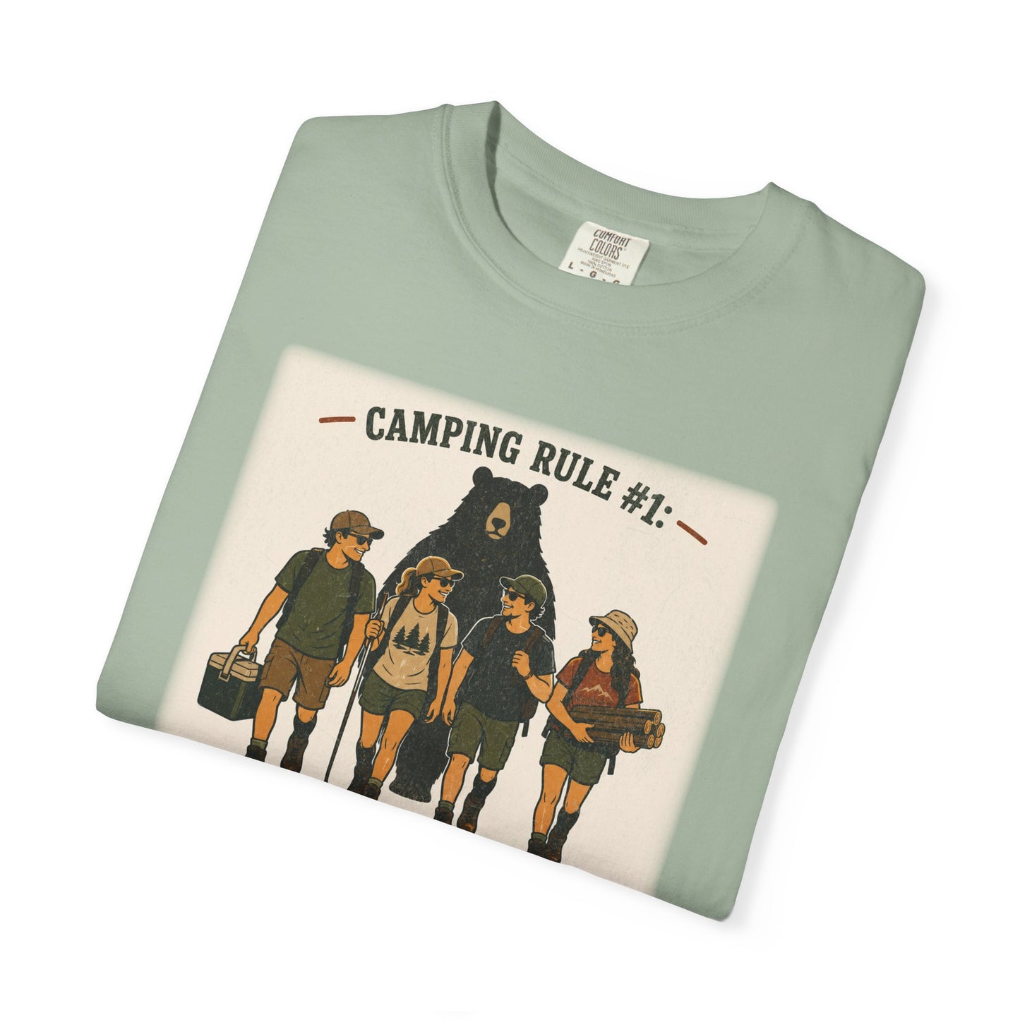 Camping Rule T-Shirt — “Always Camp with Slower Runners” Vintage Outdoor Tee