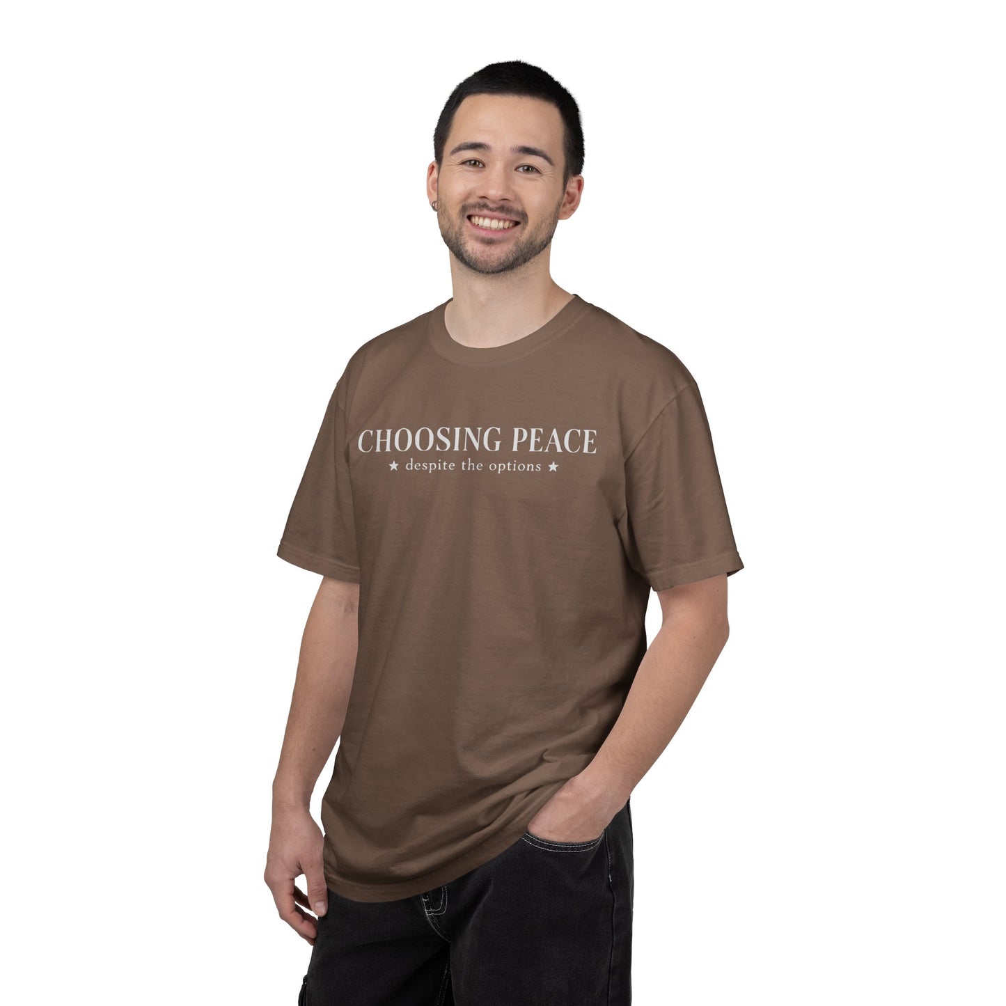 Choosing Peace T-Shirt — Funny Sarcastic Graphic Tee with "Choosing Peace despite the options"
