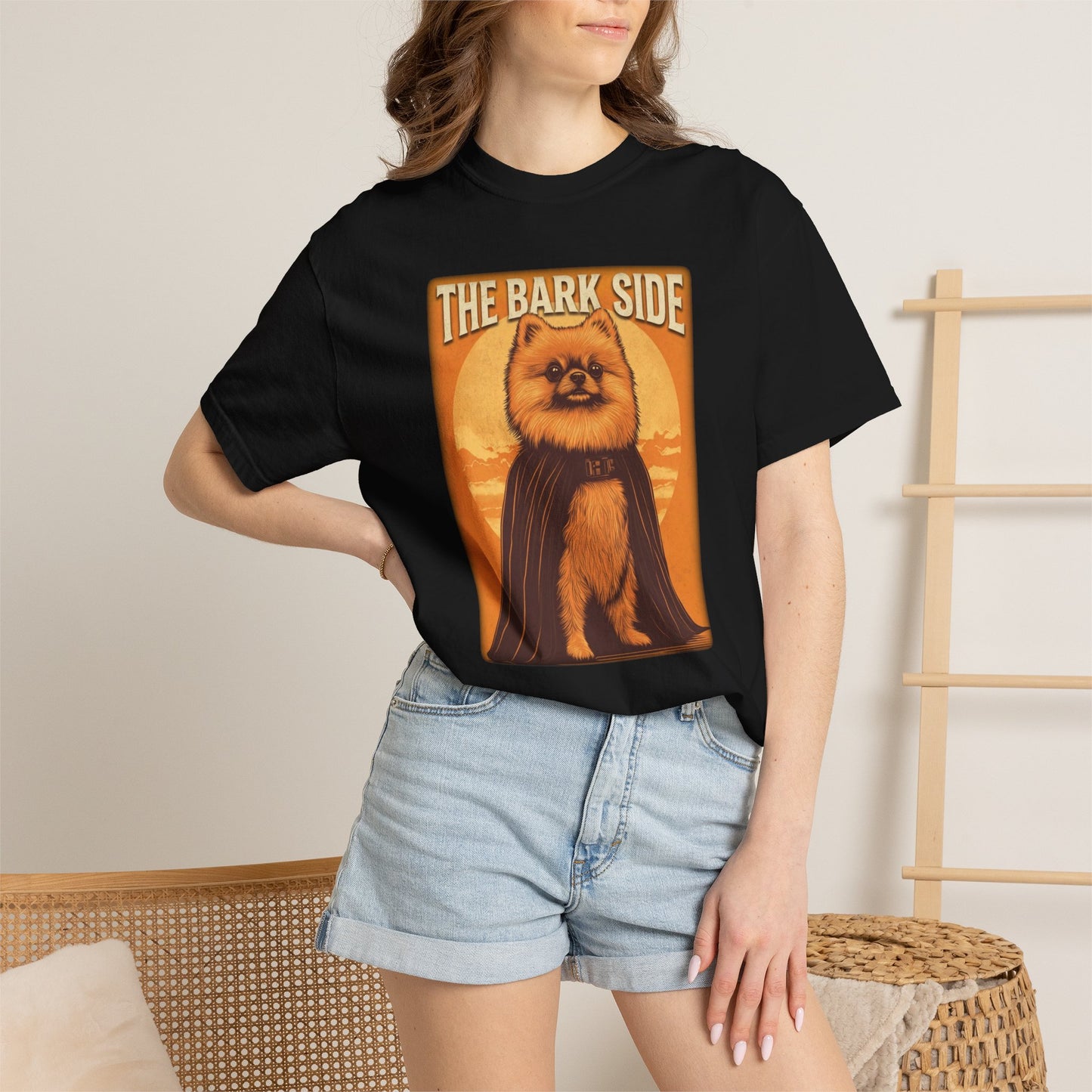 The Bark Side Funny Pomeranian Star Wars Inspired Dog T-Shirt | Cute Retro Dog Lover Tee
