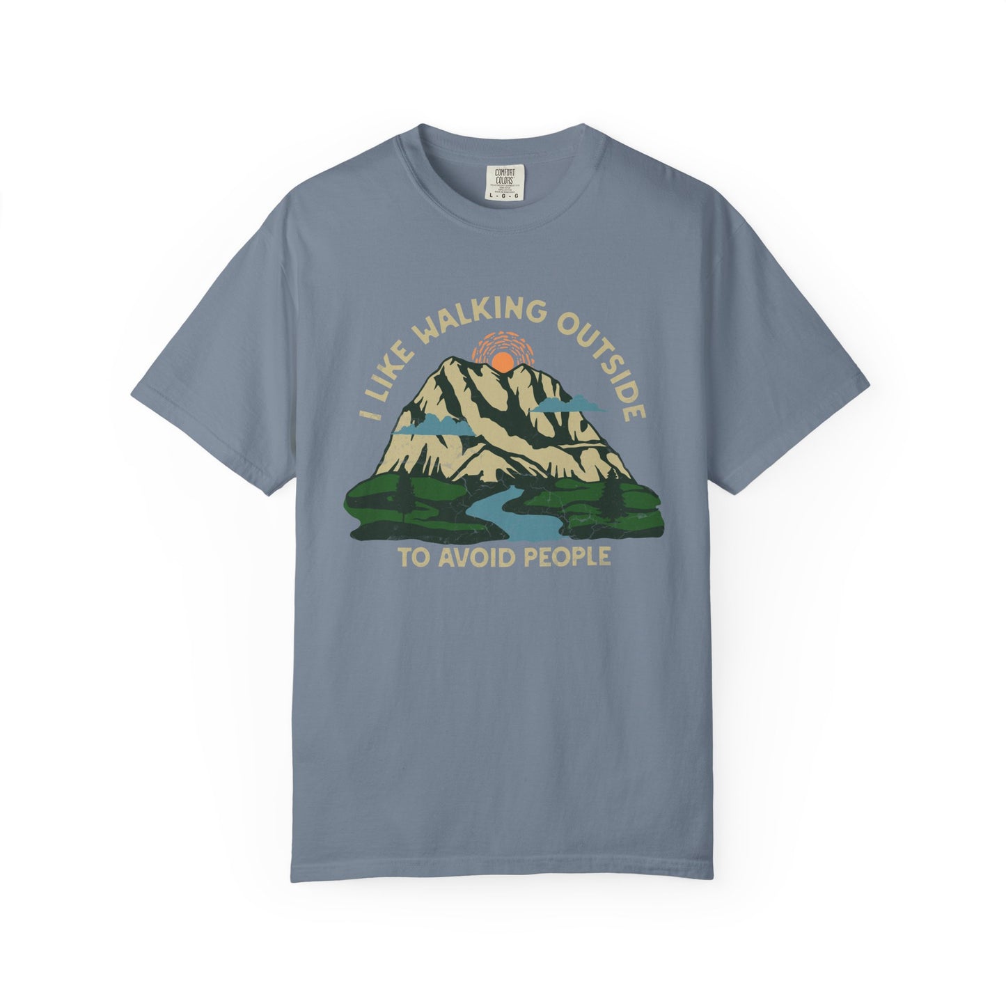 I Like Walking Outside to Avoid People Funny Hiking Introvert Nature Graphic T-Shirt