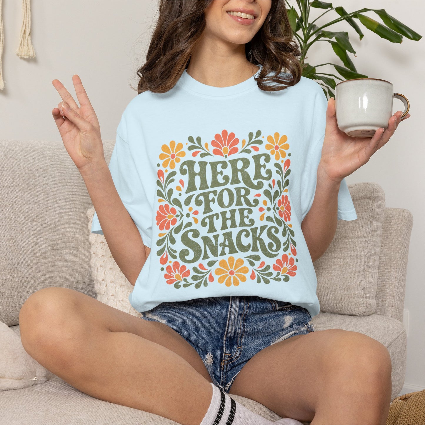 Here for the Snacks T-Shirt | Funny Food Graphic Tee